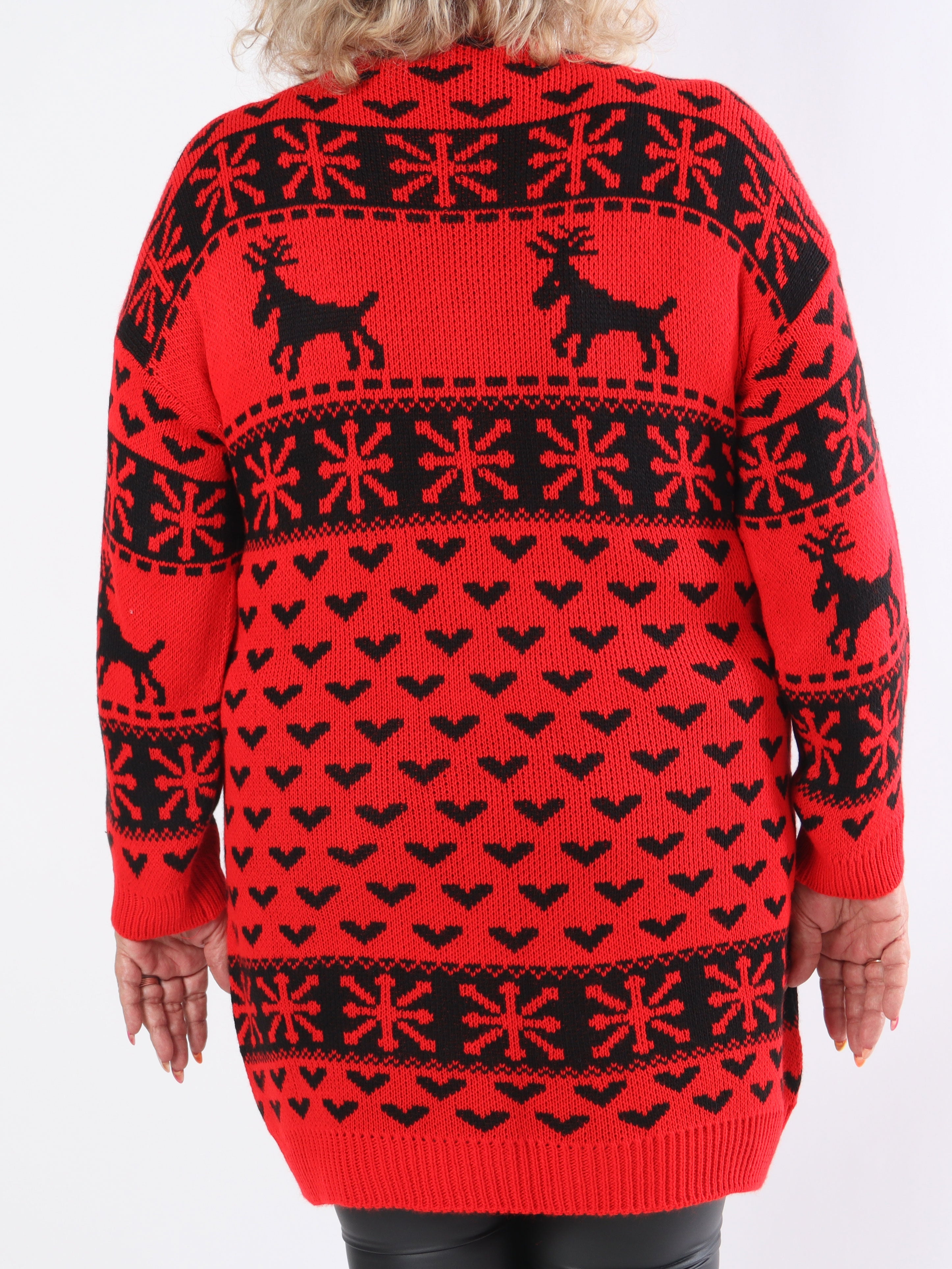 Rudolf - Söt stickad klänning i plusstorlek med julmotiv