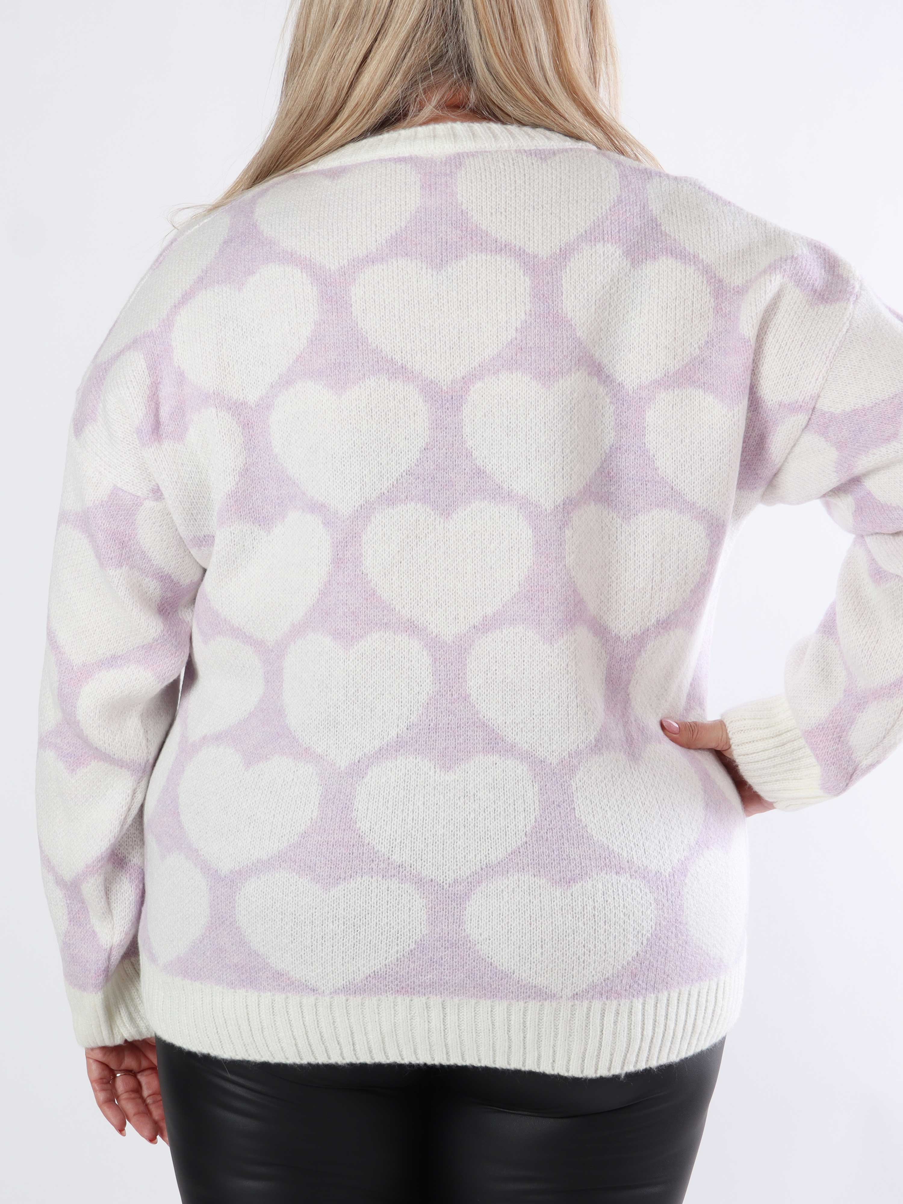 Saidy - Tjock plus size stickad blus med hjärtan