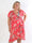 Savina Rose S/S - Blomstret elastisk plus size kjole i slå-om-look