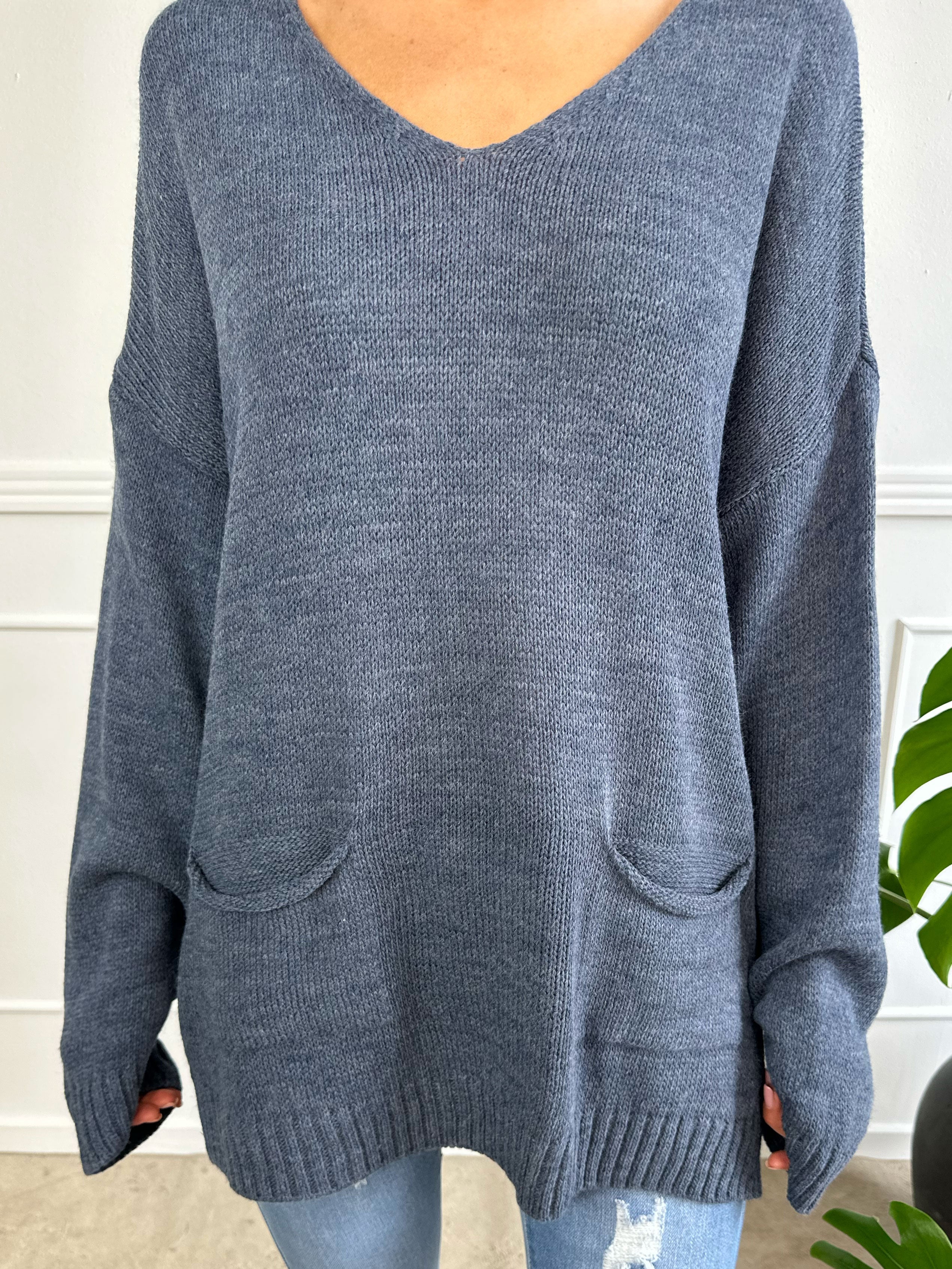 Shaima - Simpel oversized tröja med fickor