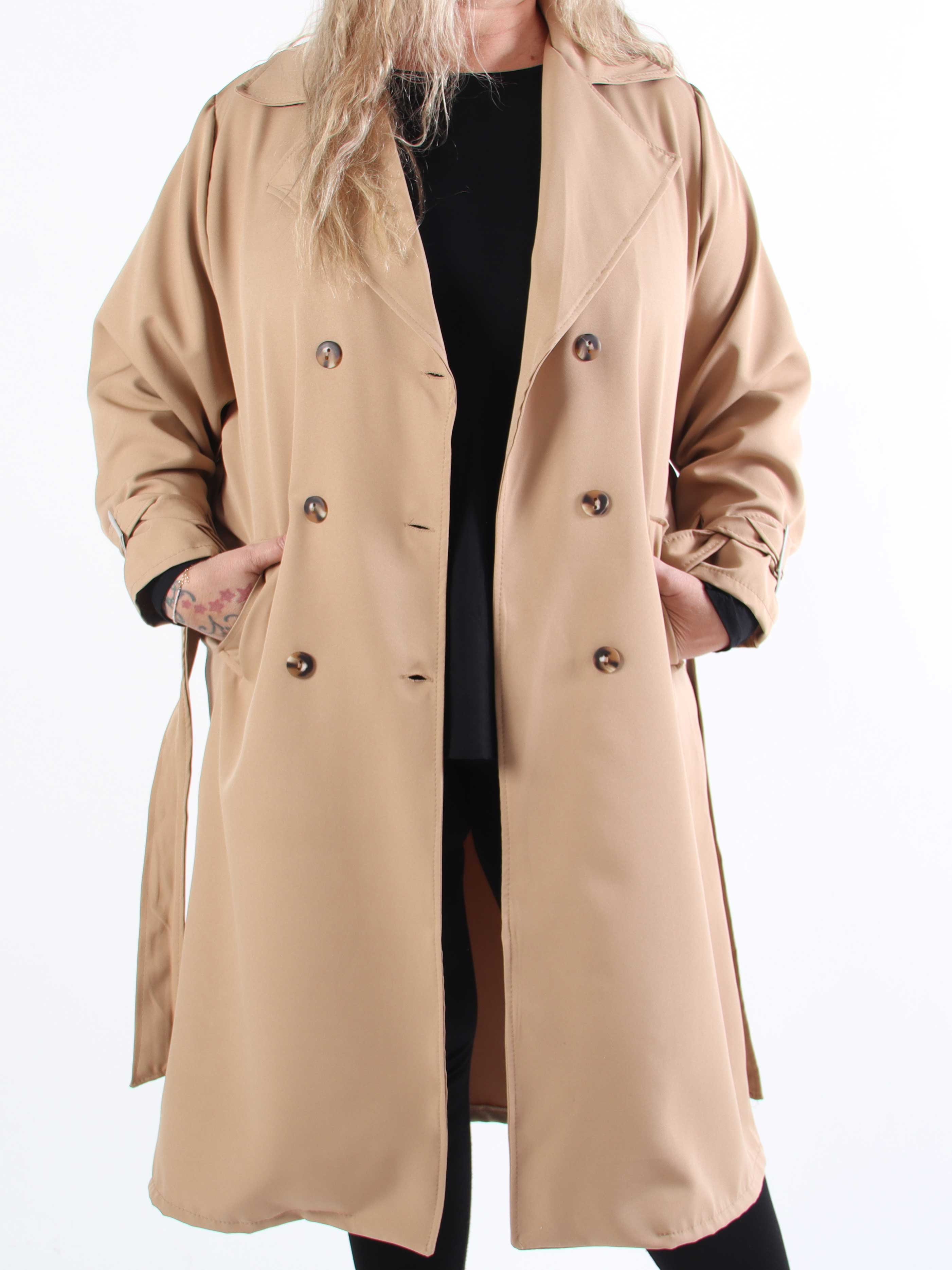 Sharpay - Lätt trenchcoat i plusstorlek med knytband