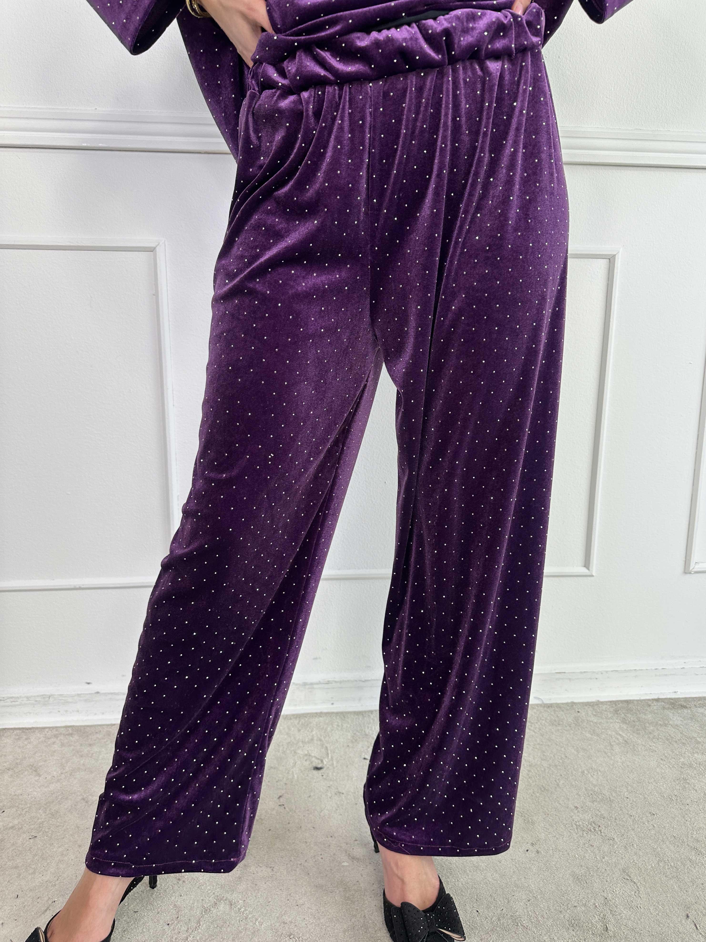 Sparkling - Mjukt set i velour med glittrande stenar