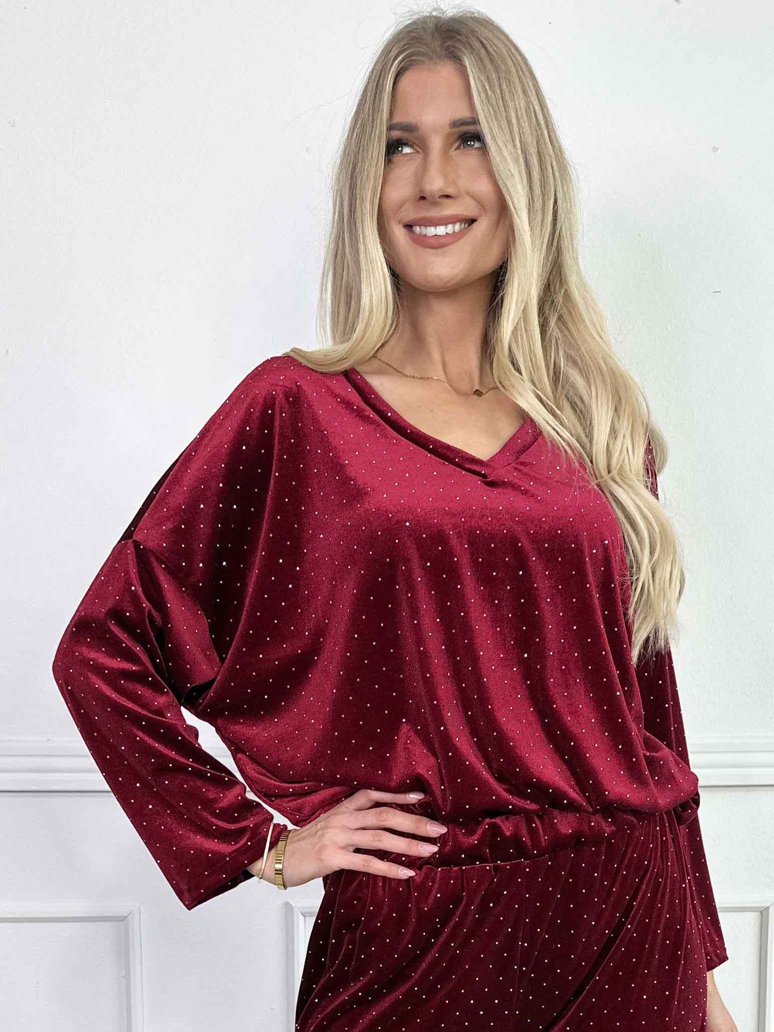 Sparkling - Mjukt set i velour med glittrande stenar