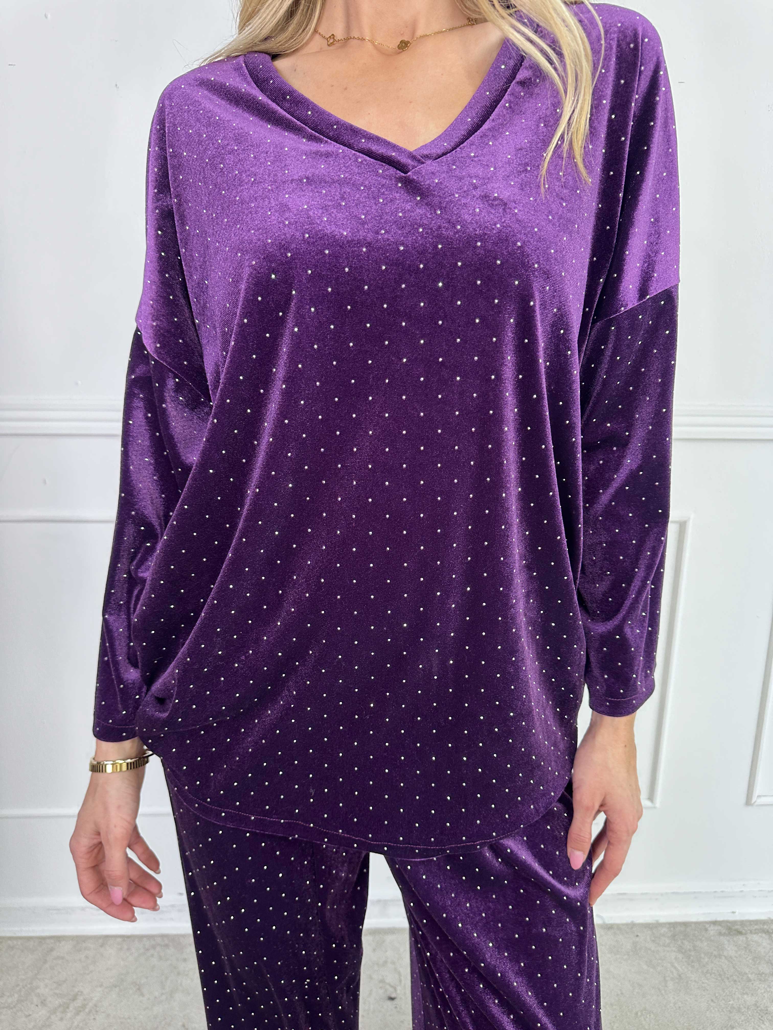 Sparkling - Mjukt set i velour med glittrande stenar