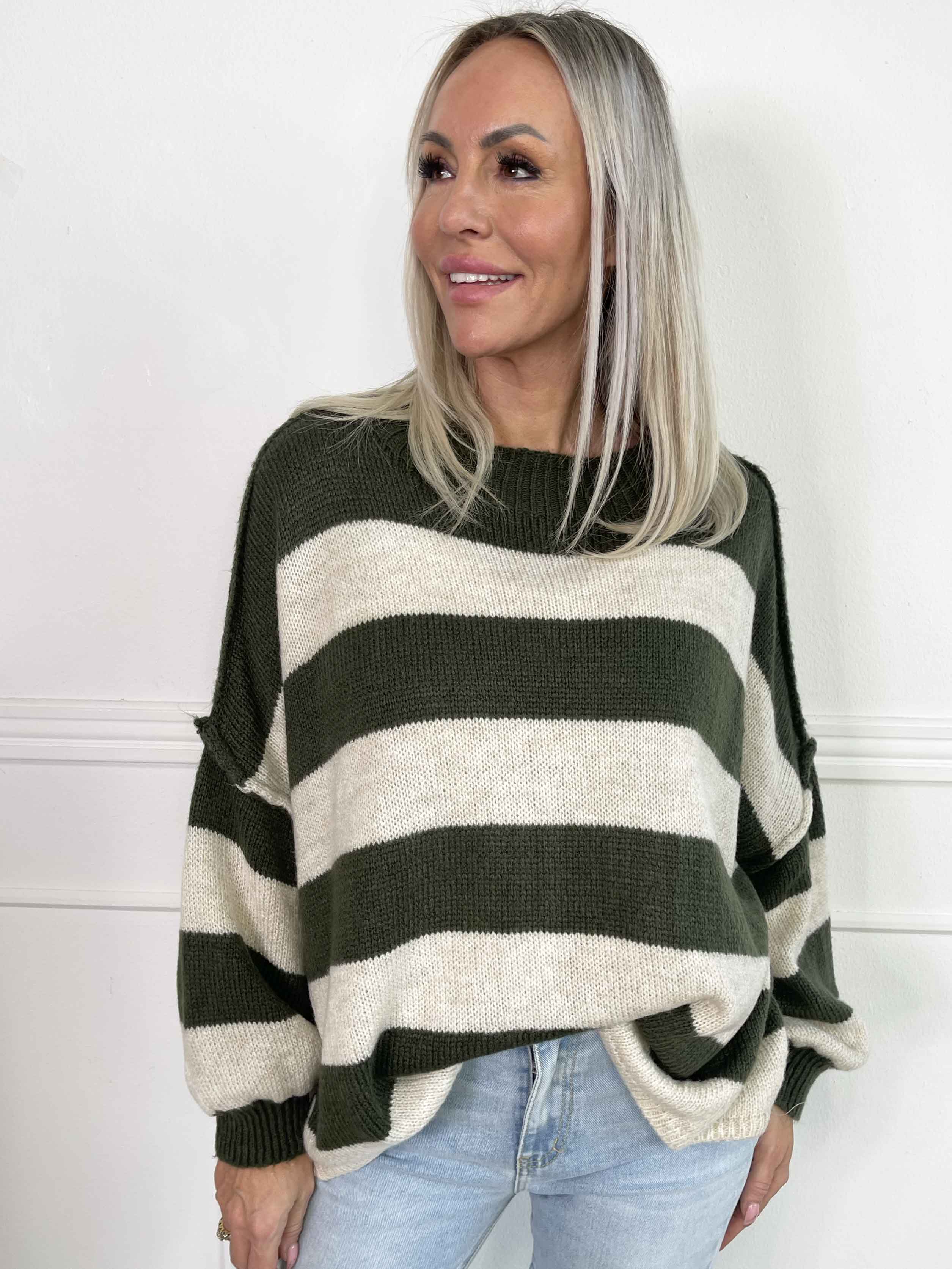 Stacia - Stickad blus med breda ränder