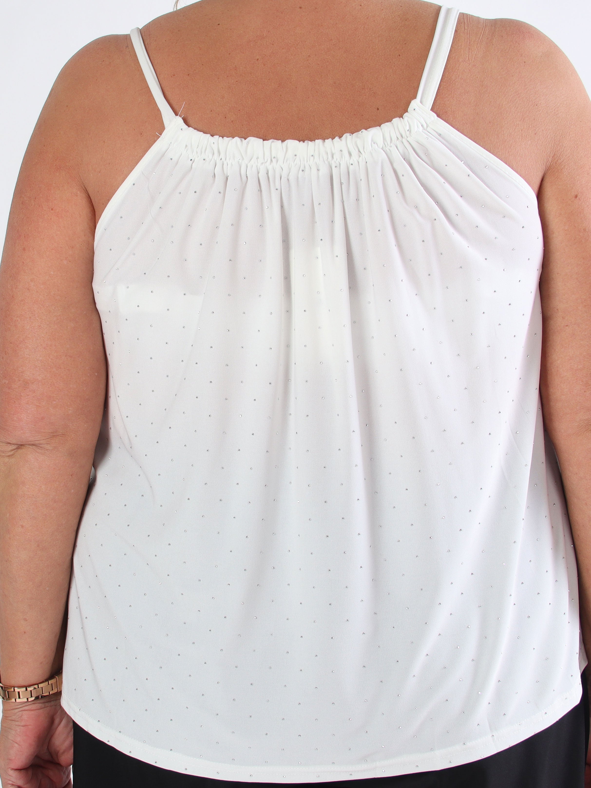 Sunlove Crystal Top - Enfärgad plus size elastisk topp med mock neck