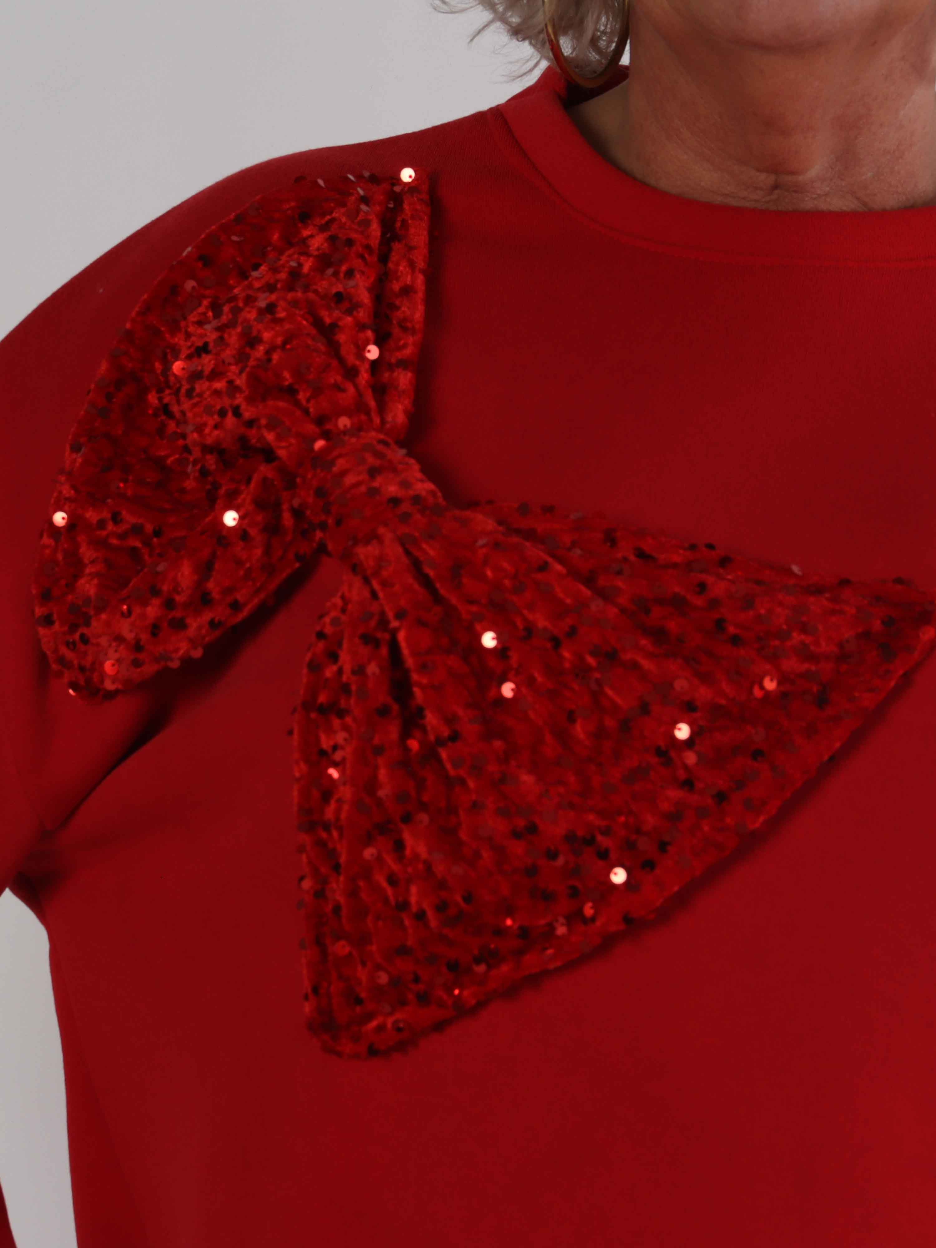 Thalassa - Plus size sweatshirt i bomull med stor velourrosett