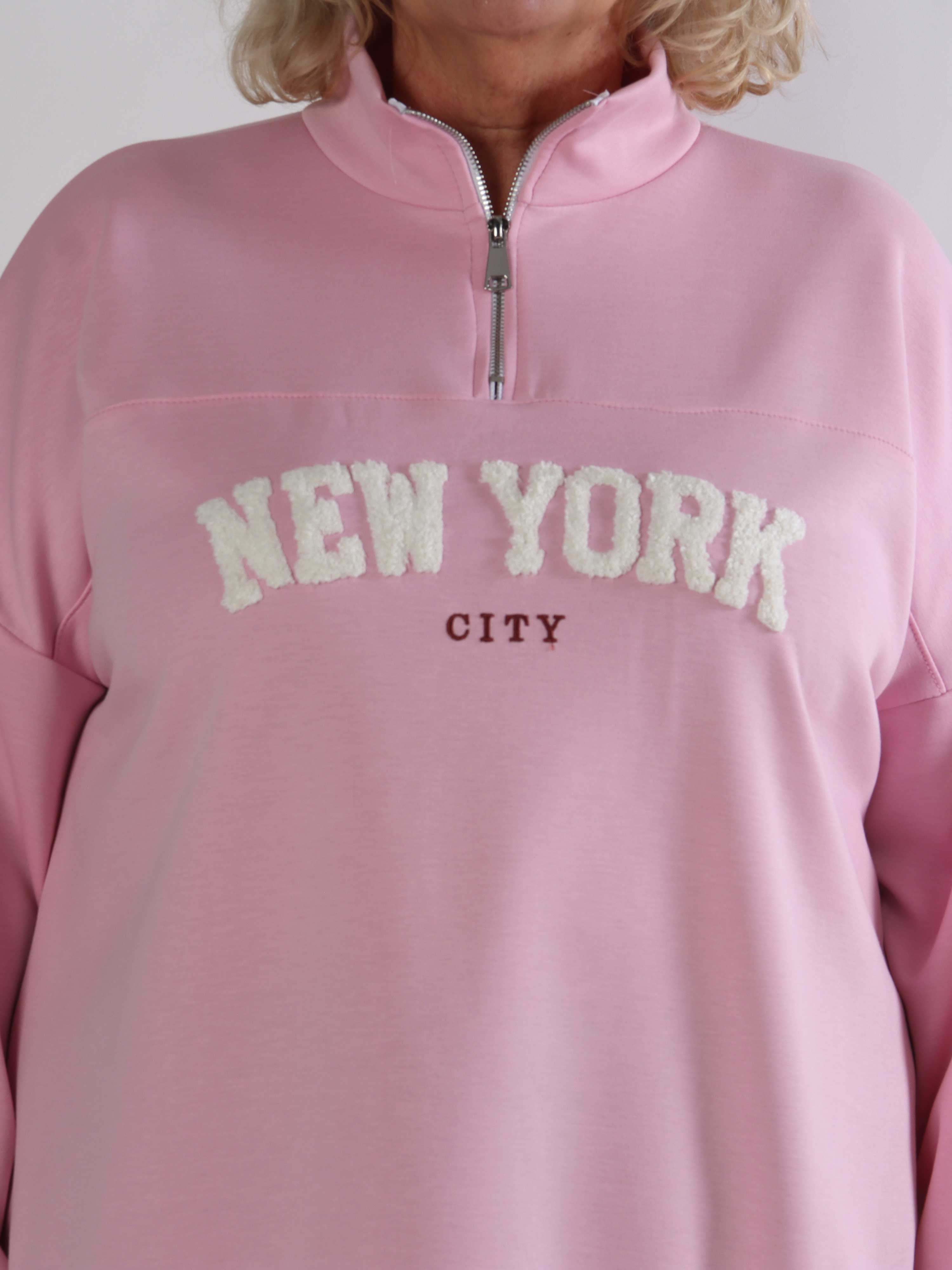 Tracy - Plus size s weatshirt med lynlås og NEW YORK detalje