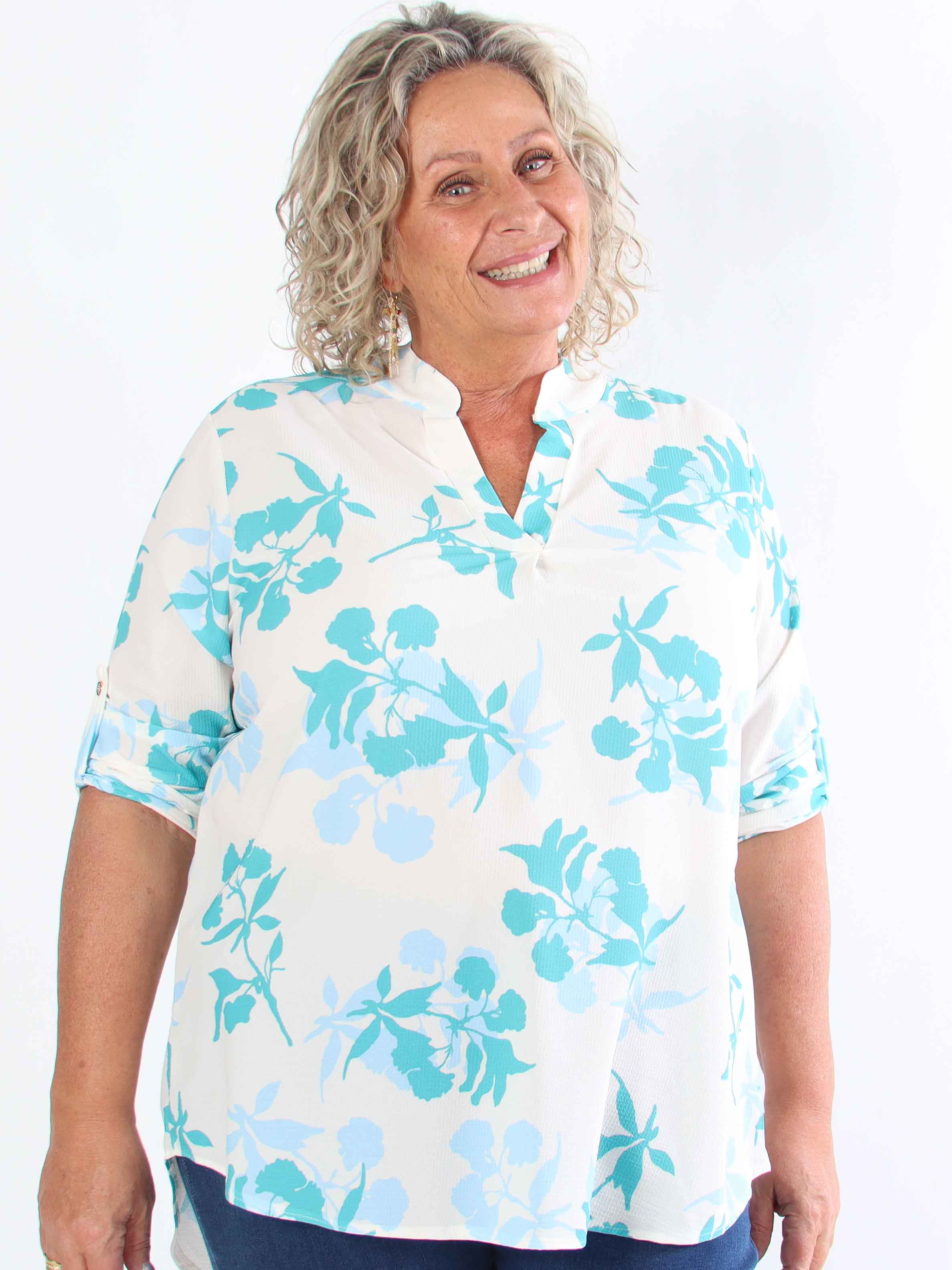 Vanesa Leaf - Lätt plus size-tunika i viskos med bladmotiv