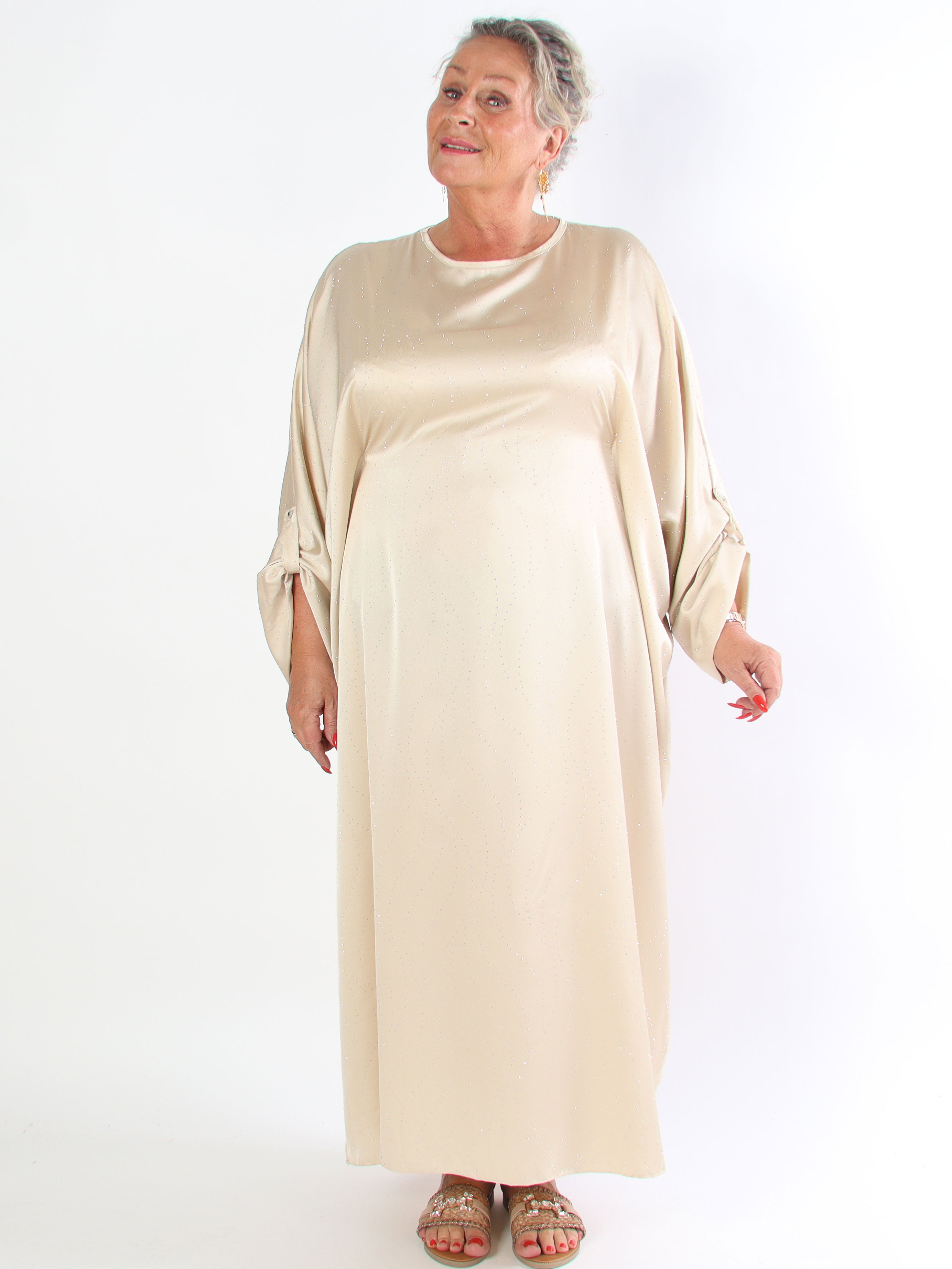 Winnie - Lång elegant plus size tunikaklänning med strass