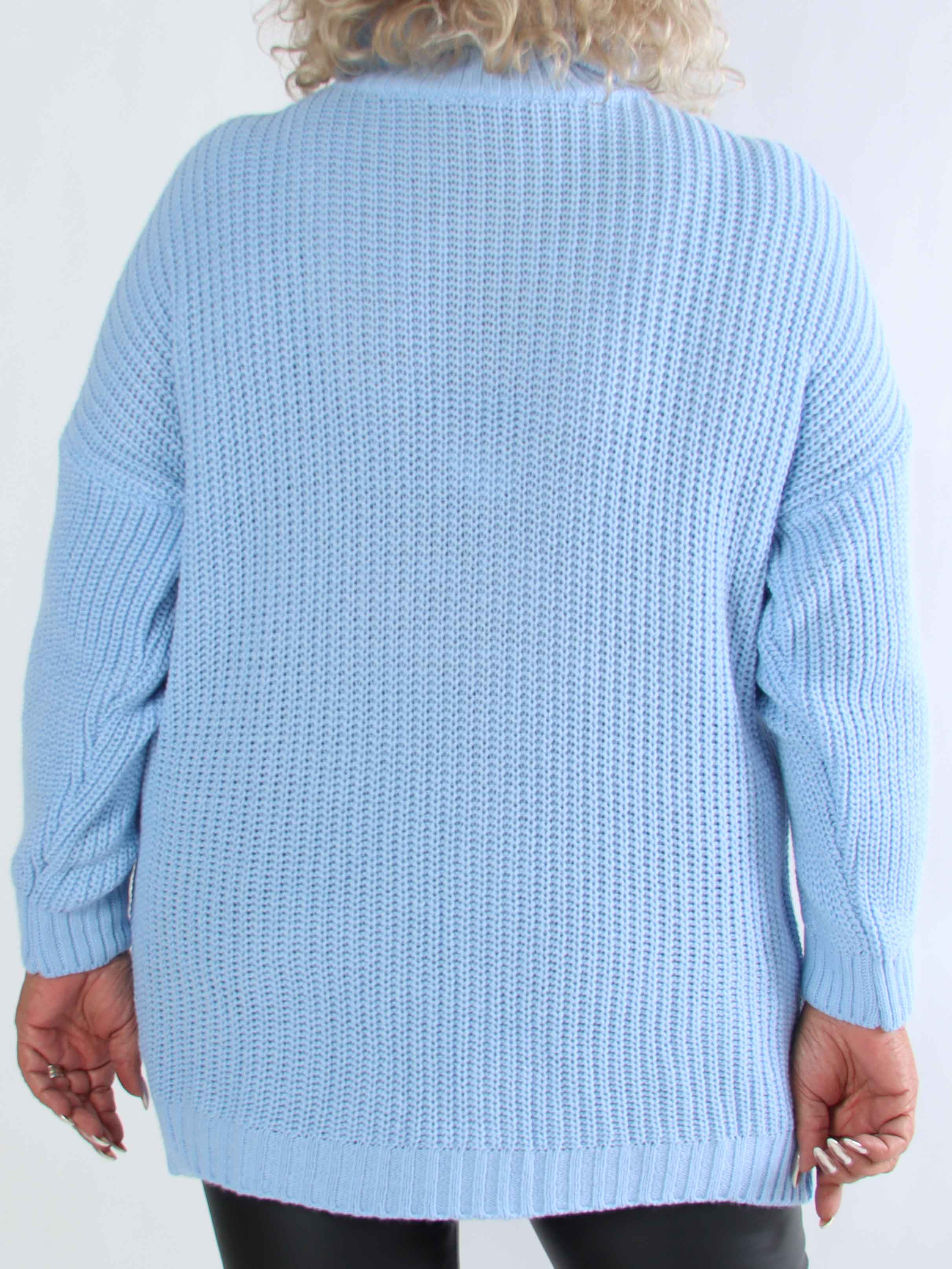 Cindy - Enfärgad mysig stickad plus size tröja med polokrage