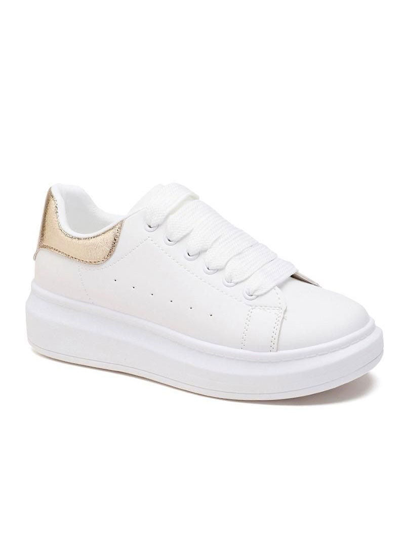 Ferah - Vita sneakers med färgad klack