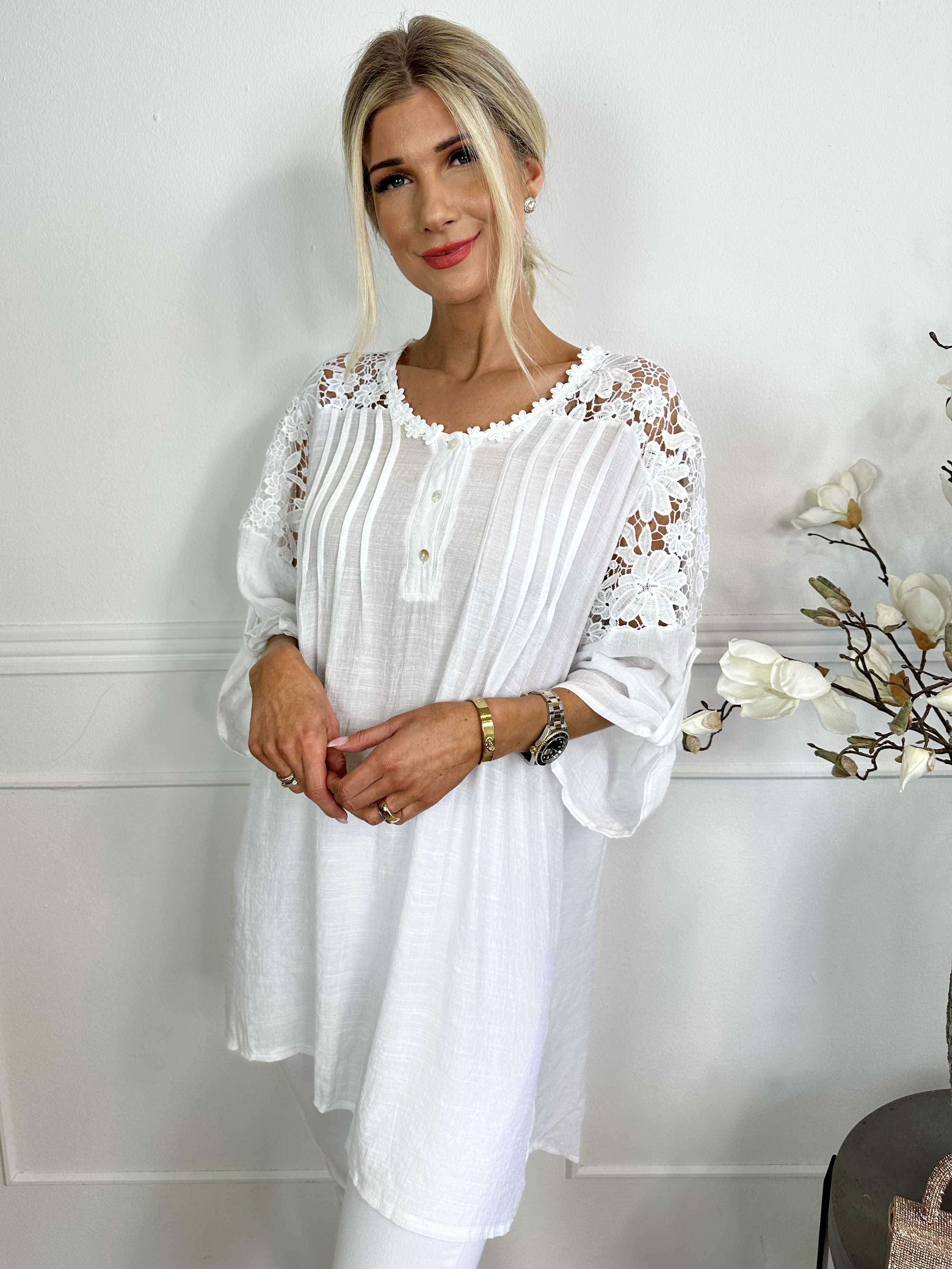 Juliette - Tunika med broderier i bomullsblandning