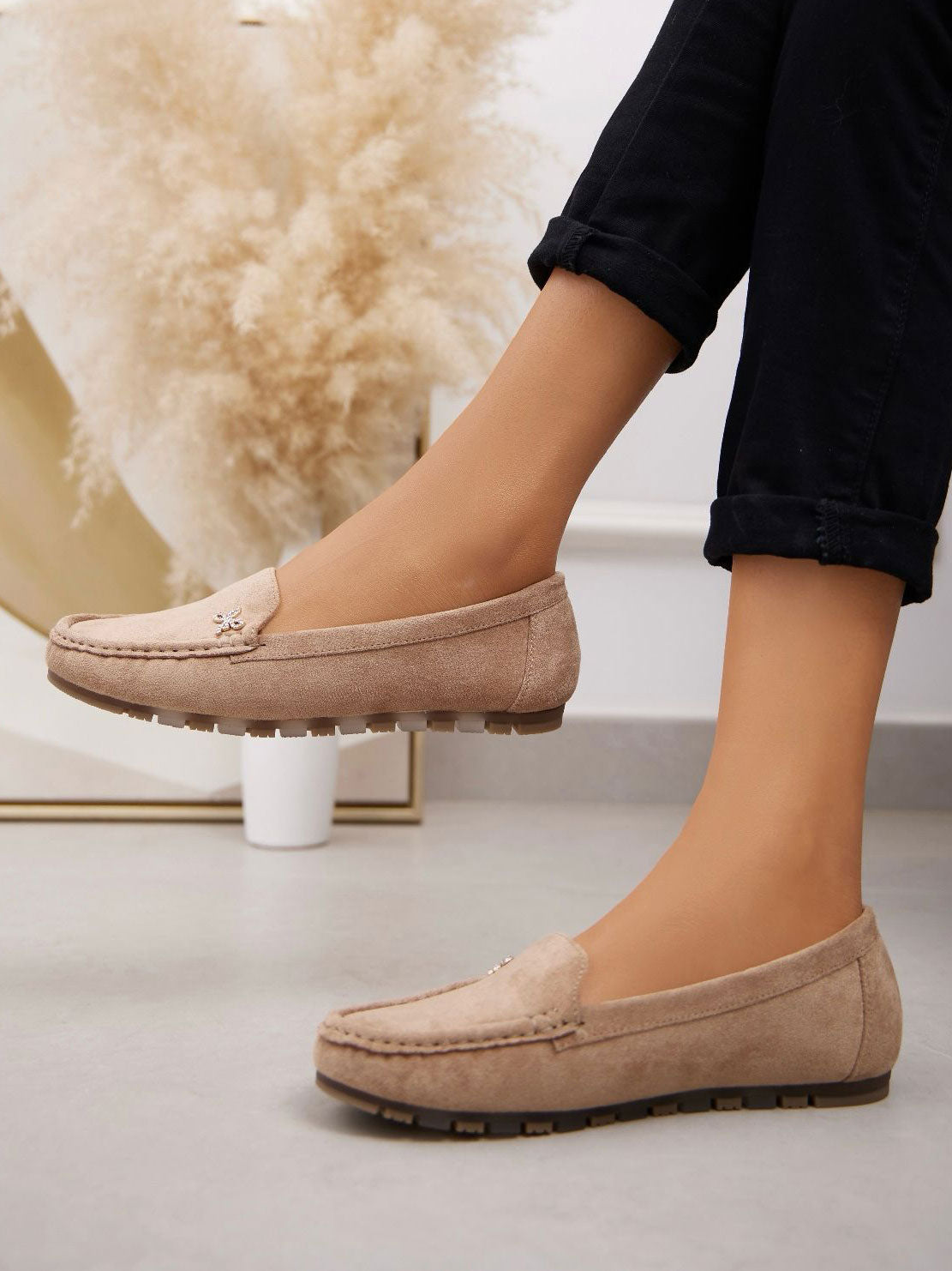 Malina - Loafers i mockalook med liten rosett