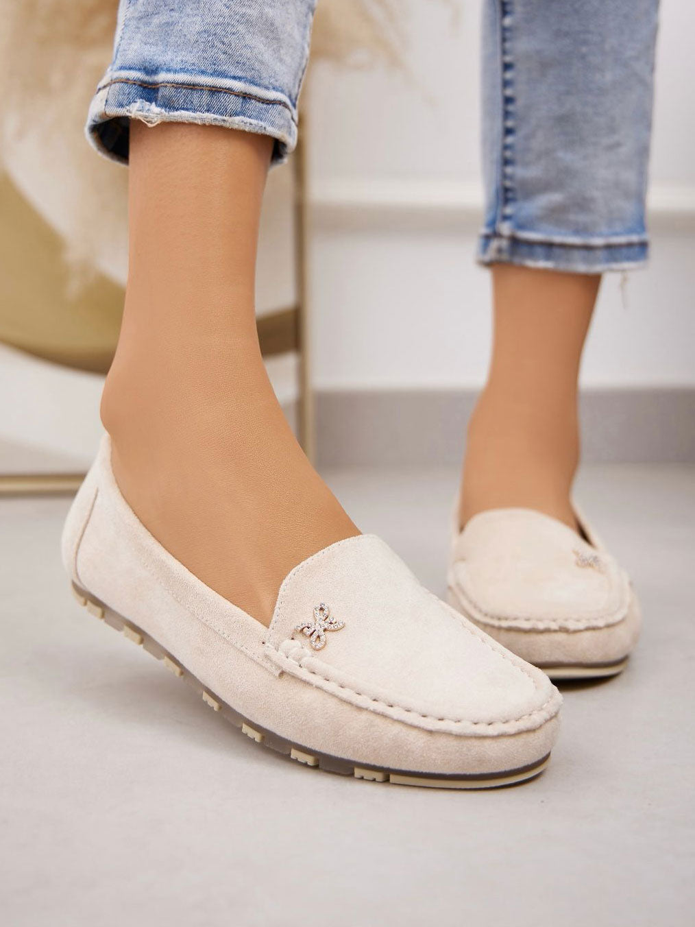 Malina - Loafers i mockalook med liten rosett