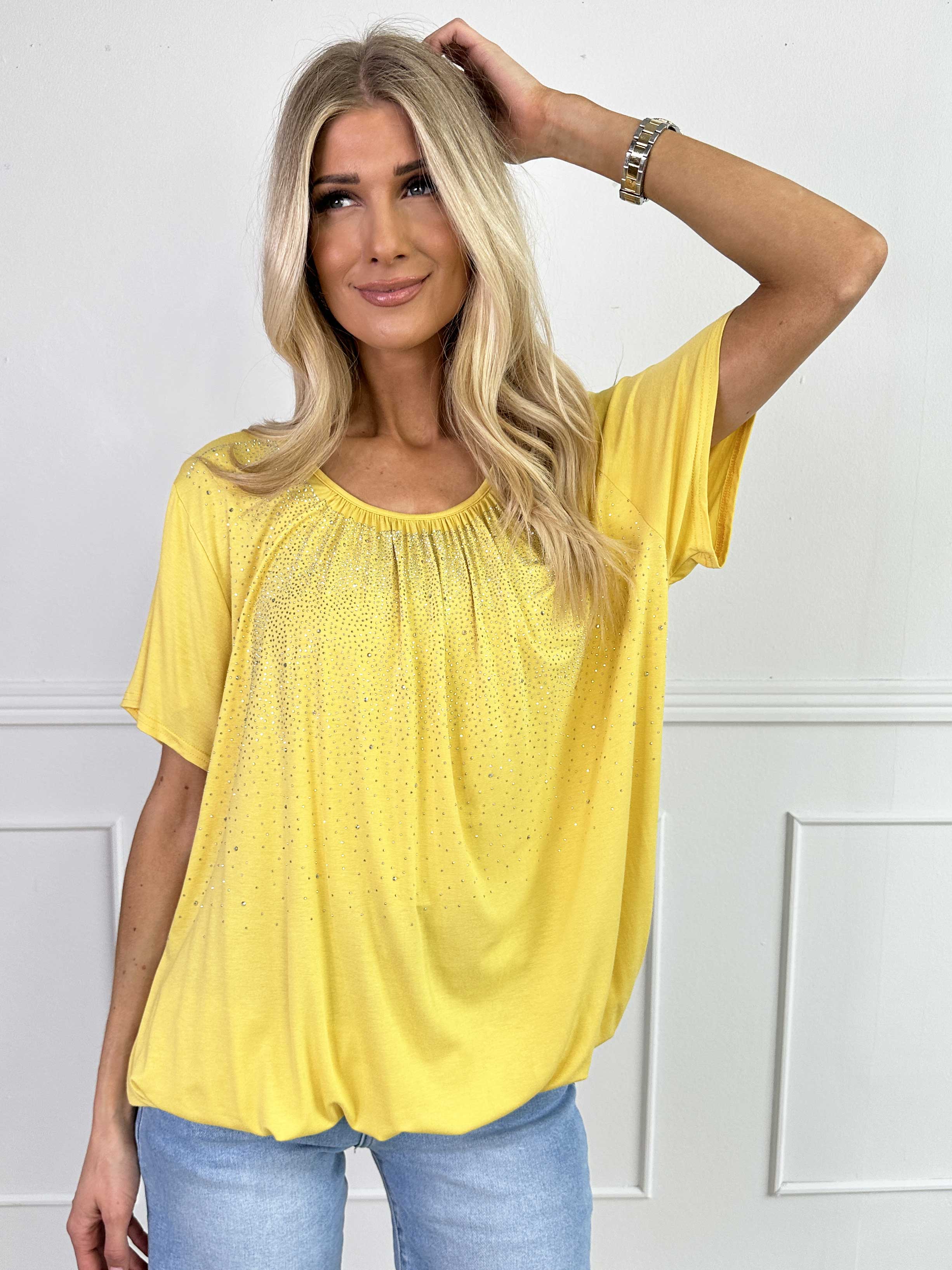 Miracle Crystal T-shirt - Mjuk blus i viskos med strass