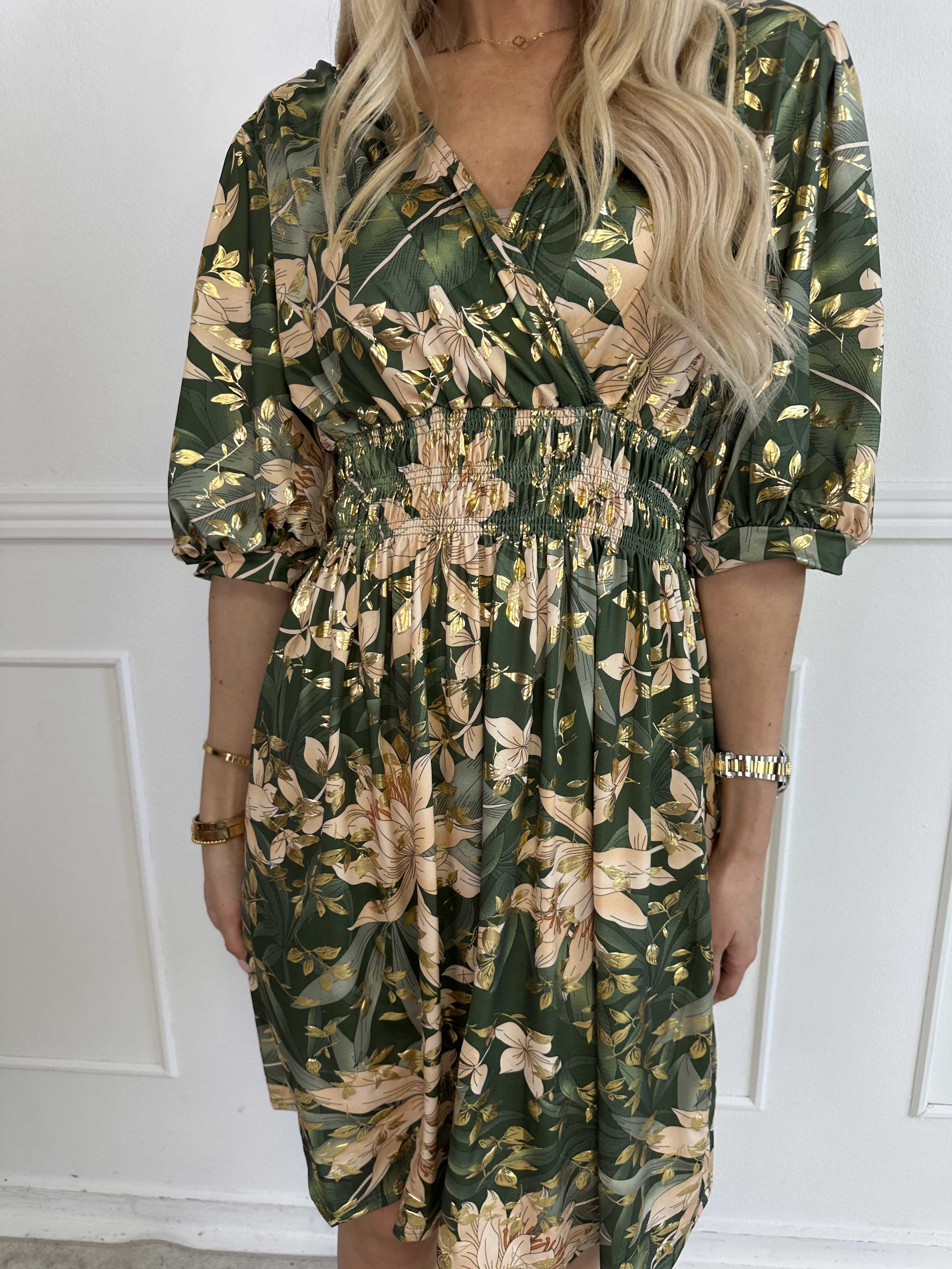 Pamina Leaf Short - Kort elastisk klänning med bladmotiv