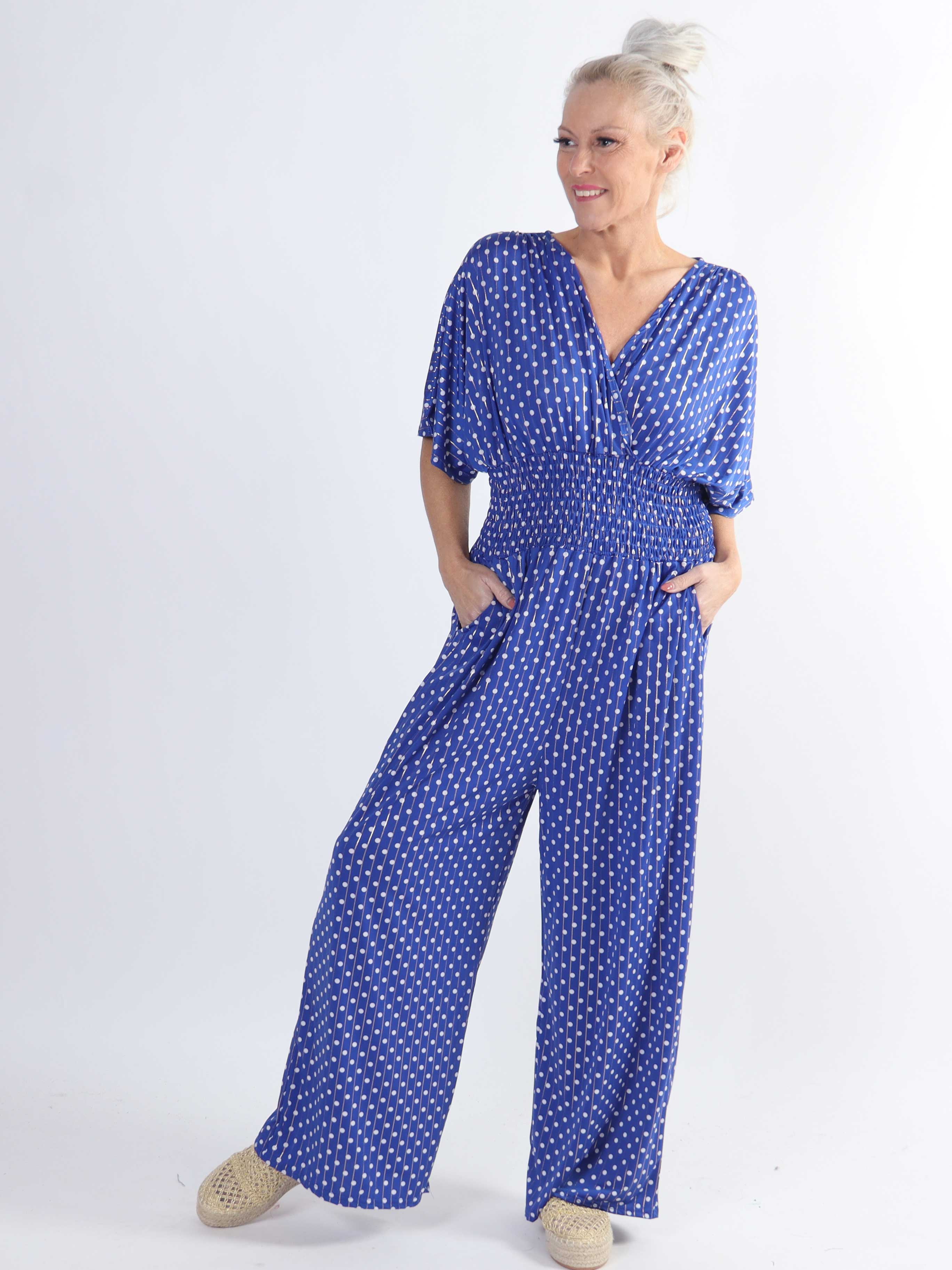 Pams Dot Jumpsuit - Jumpsuit med resår och prickar i stora storlekar - Red