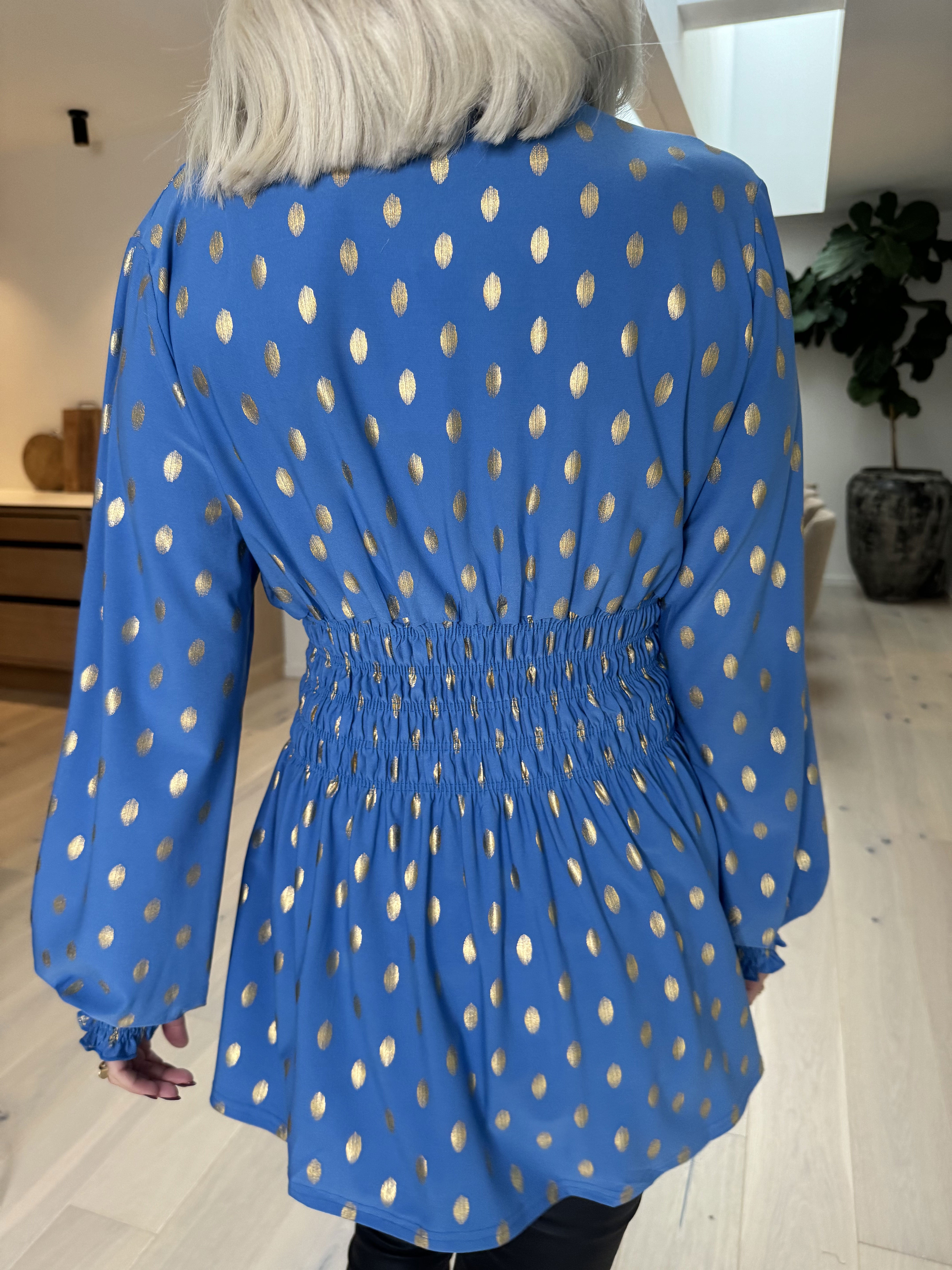 Pams Gold Dot Shirt L/S - Elastisk blus i skrynkelfritt tyg