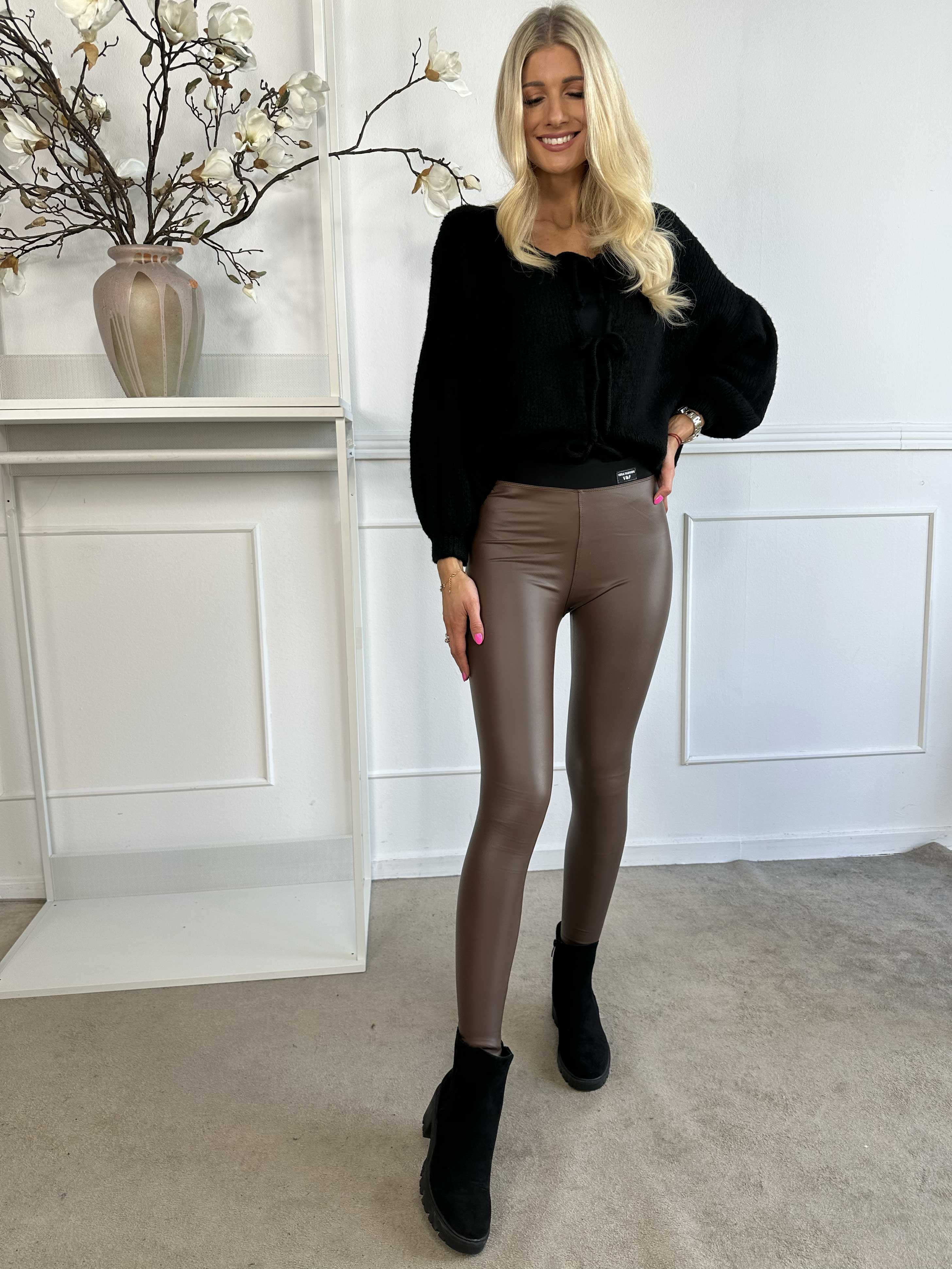 Patricia - Elastiska leggings i läderimitation