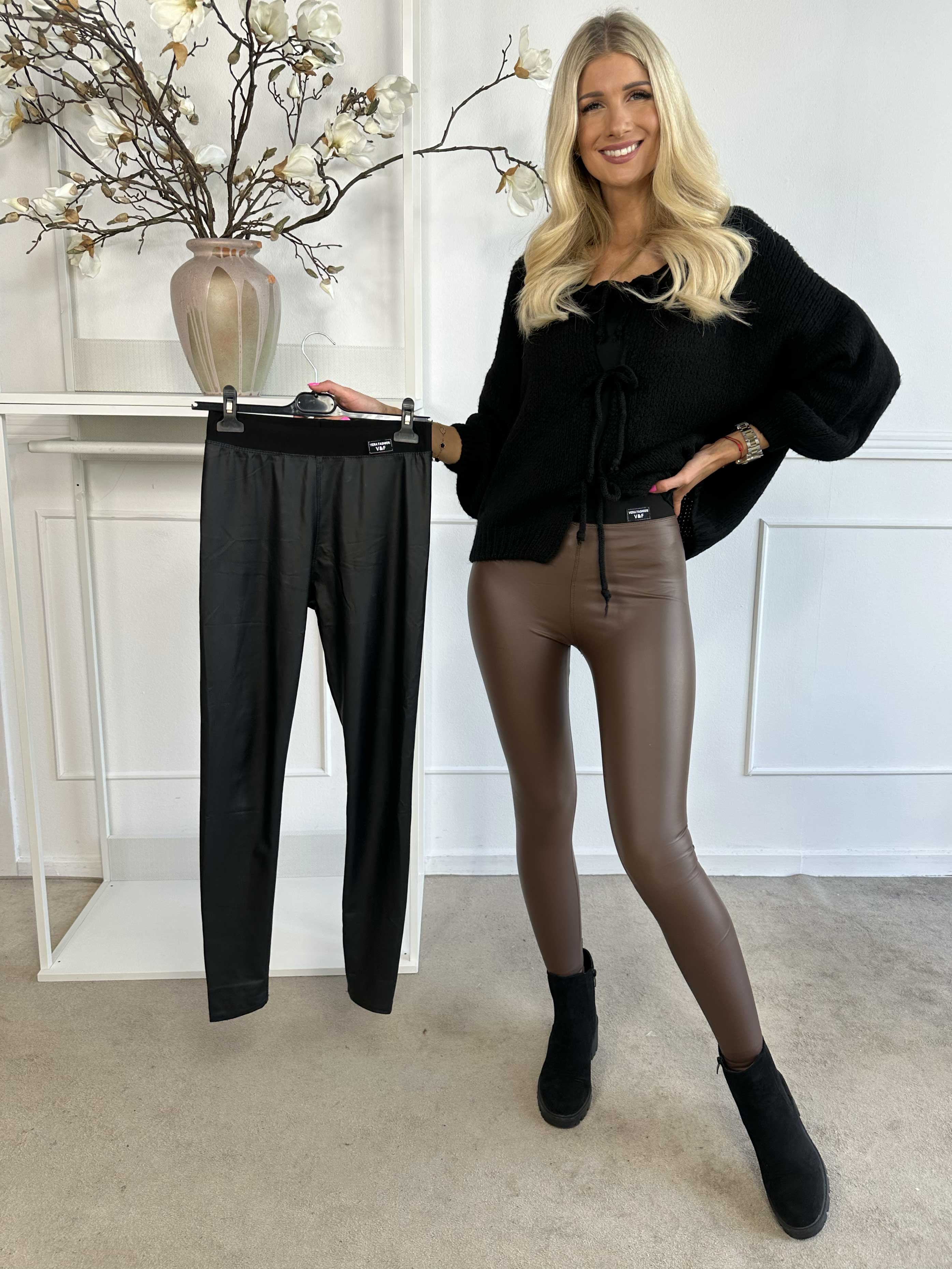 Patricia - Elastiska leggings i läderimitation