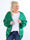 Yanira - Stickad plus size kofta med guldfärgade ränder - Light blue