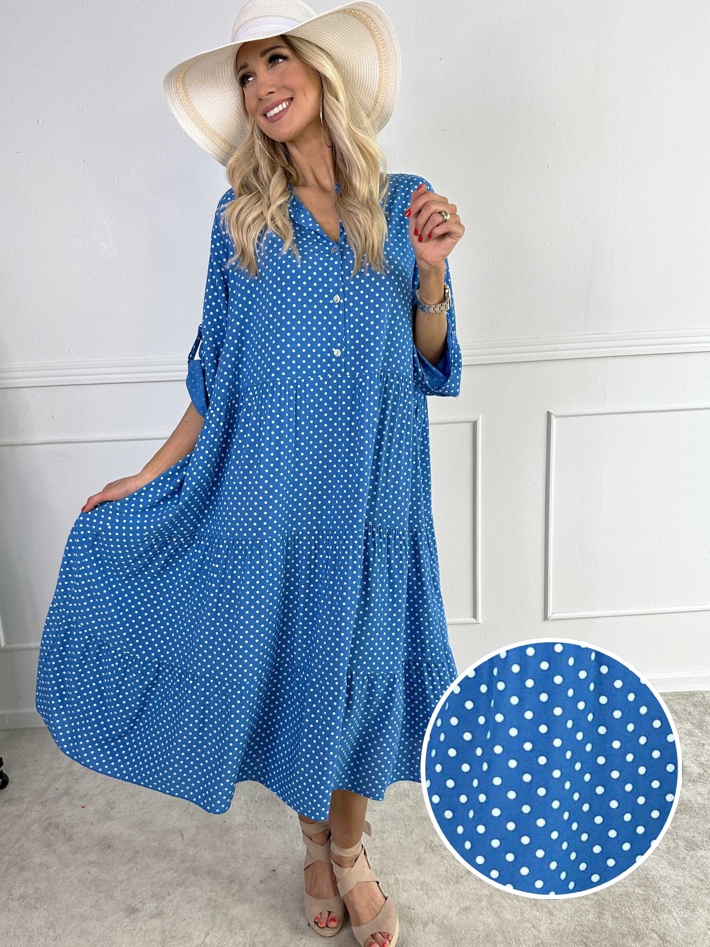 Dotti - Klänning med lager på lager-look i viskos