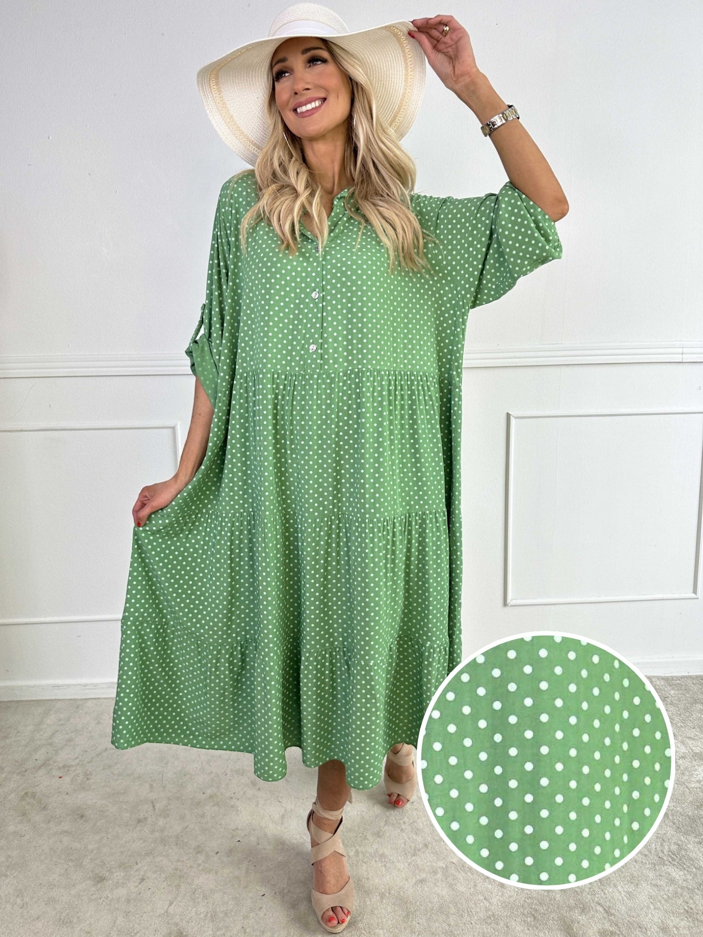 Dotti - Klänning med lager på lager-look i viskos