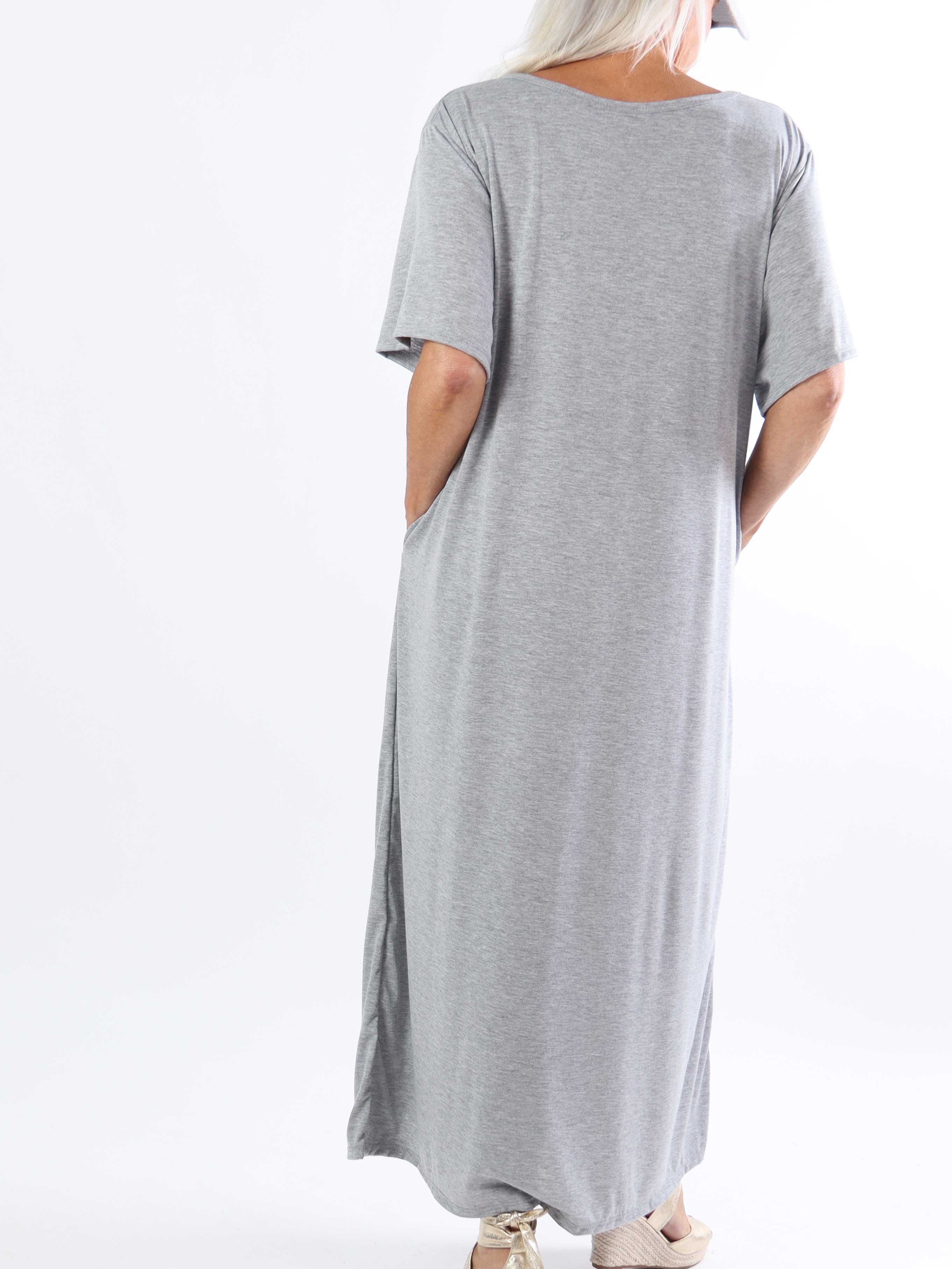 Abbie - Lång plus size t-shirtklänning i viskostyg som andas
