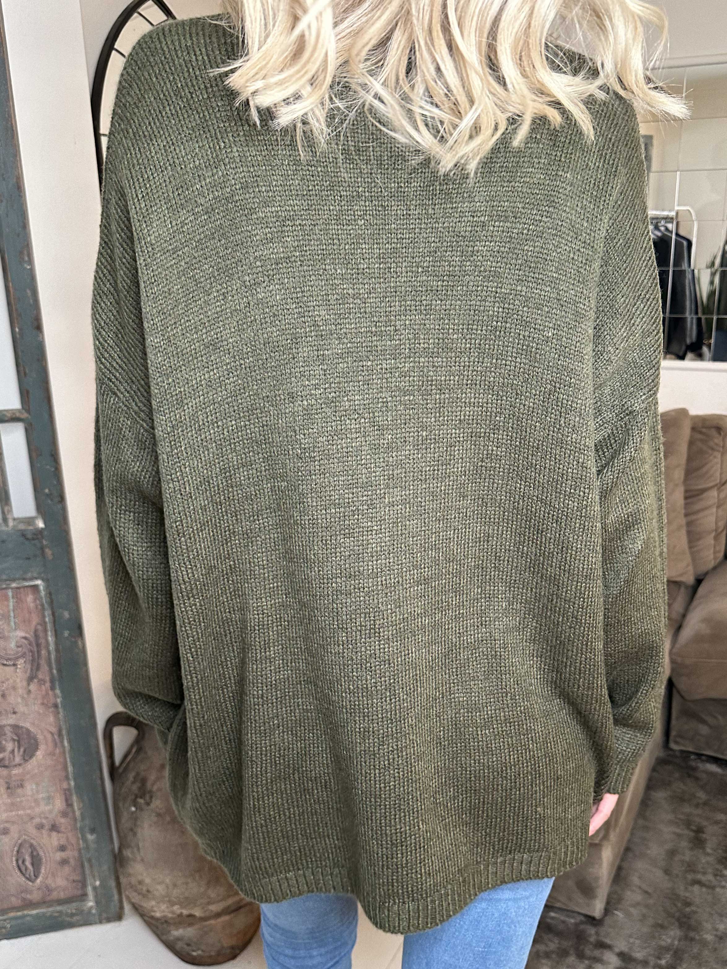 Achilla - Stickad blus med guldtryck framtill - Grey