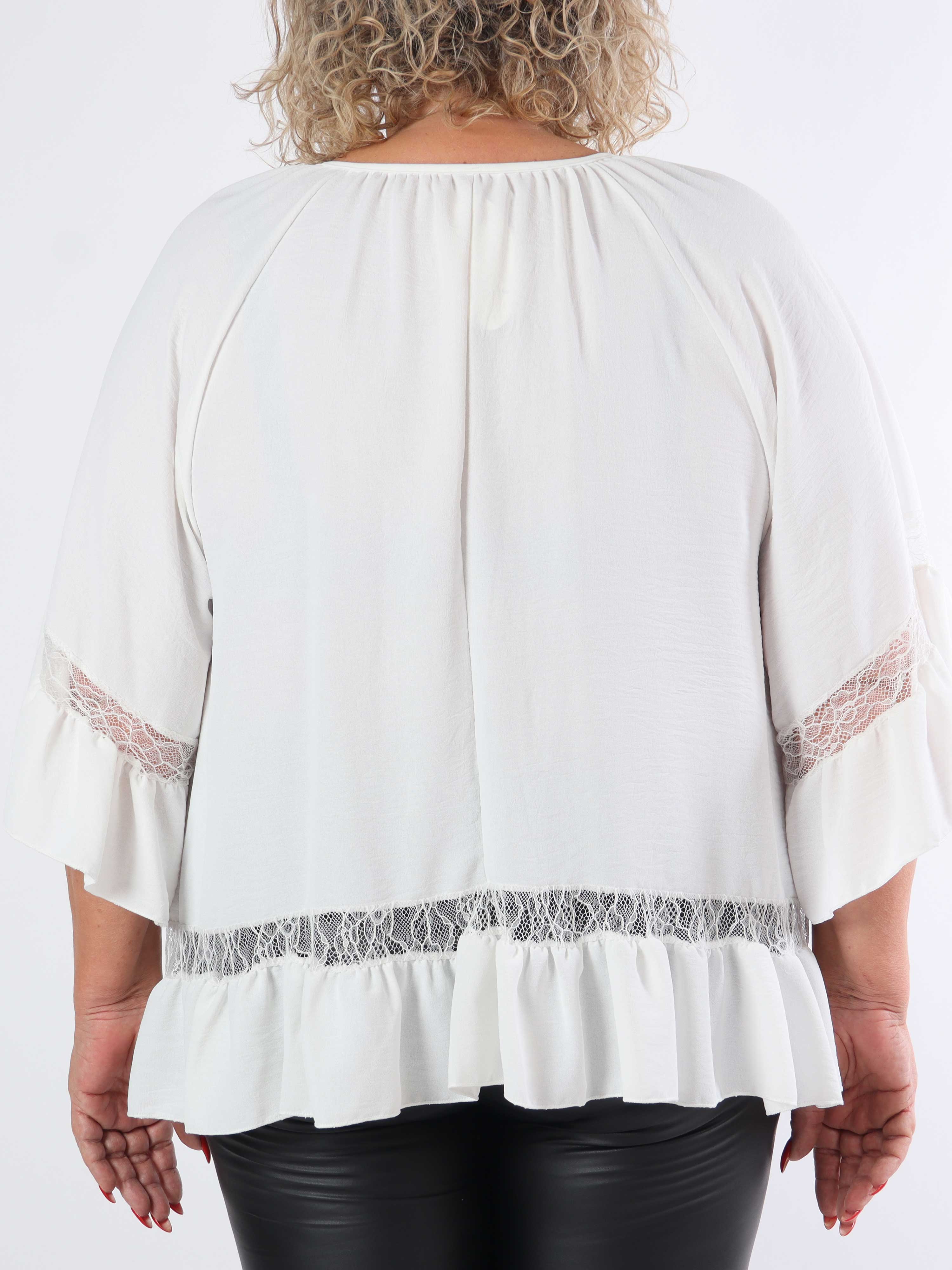 Achilla - Plus size-tunika med spetskant och volanger