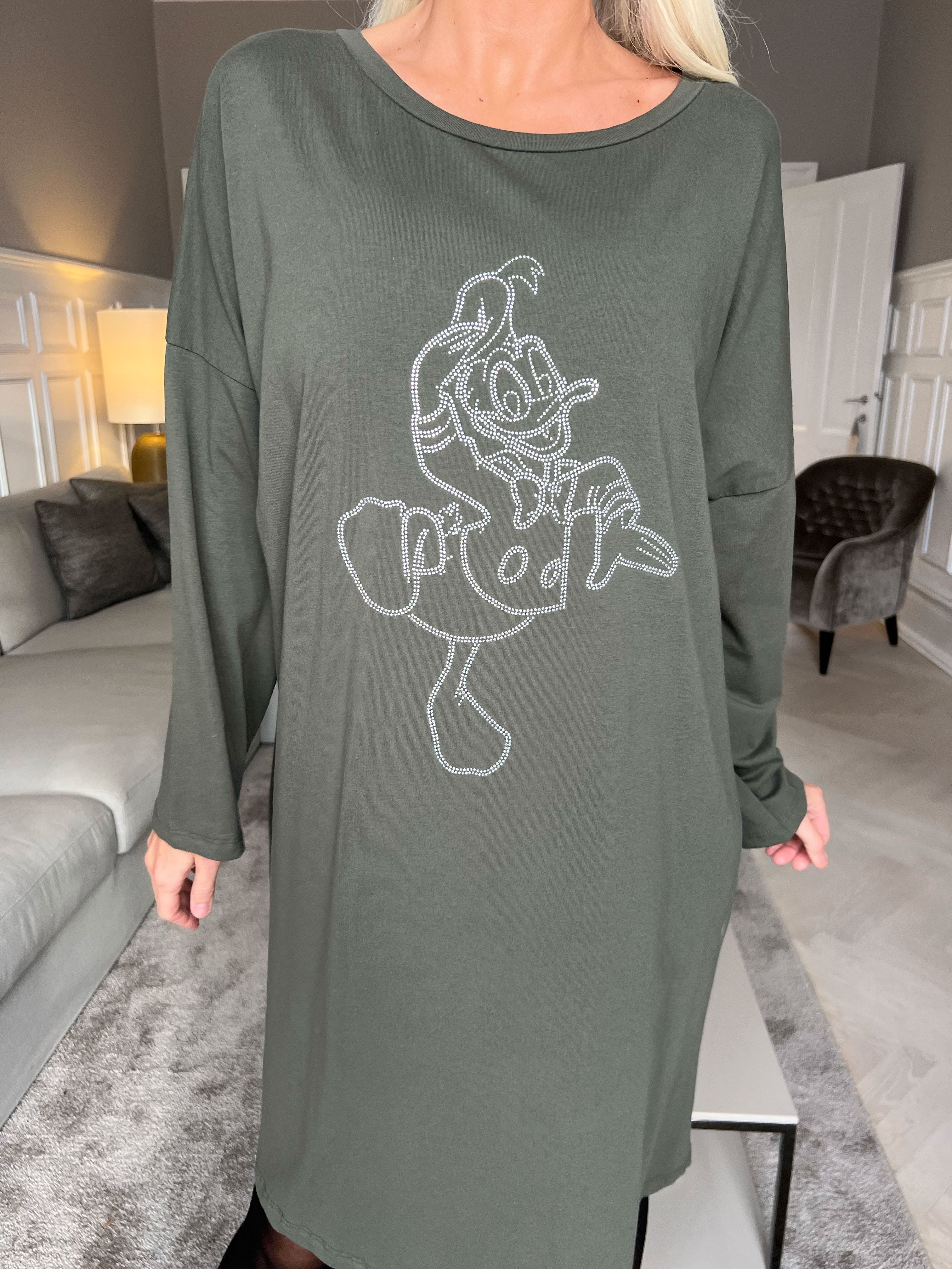 Ada - Klänning i bomull med tryck i faux lustre