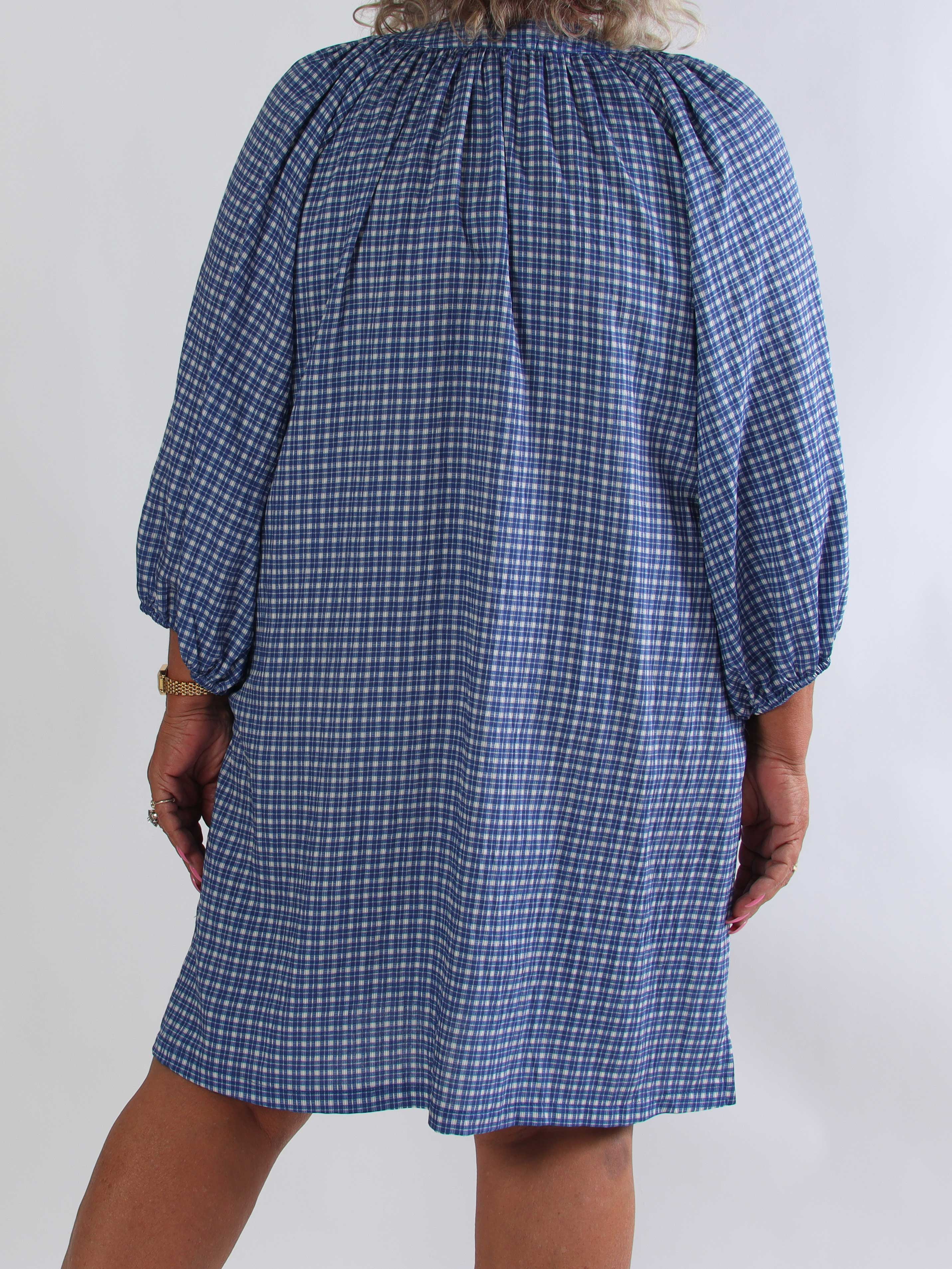Amidala Check - Elegant ternet plus size tunikakjole i viskose