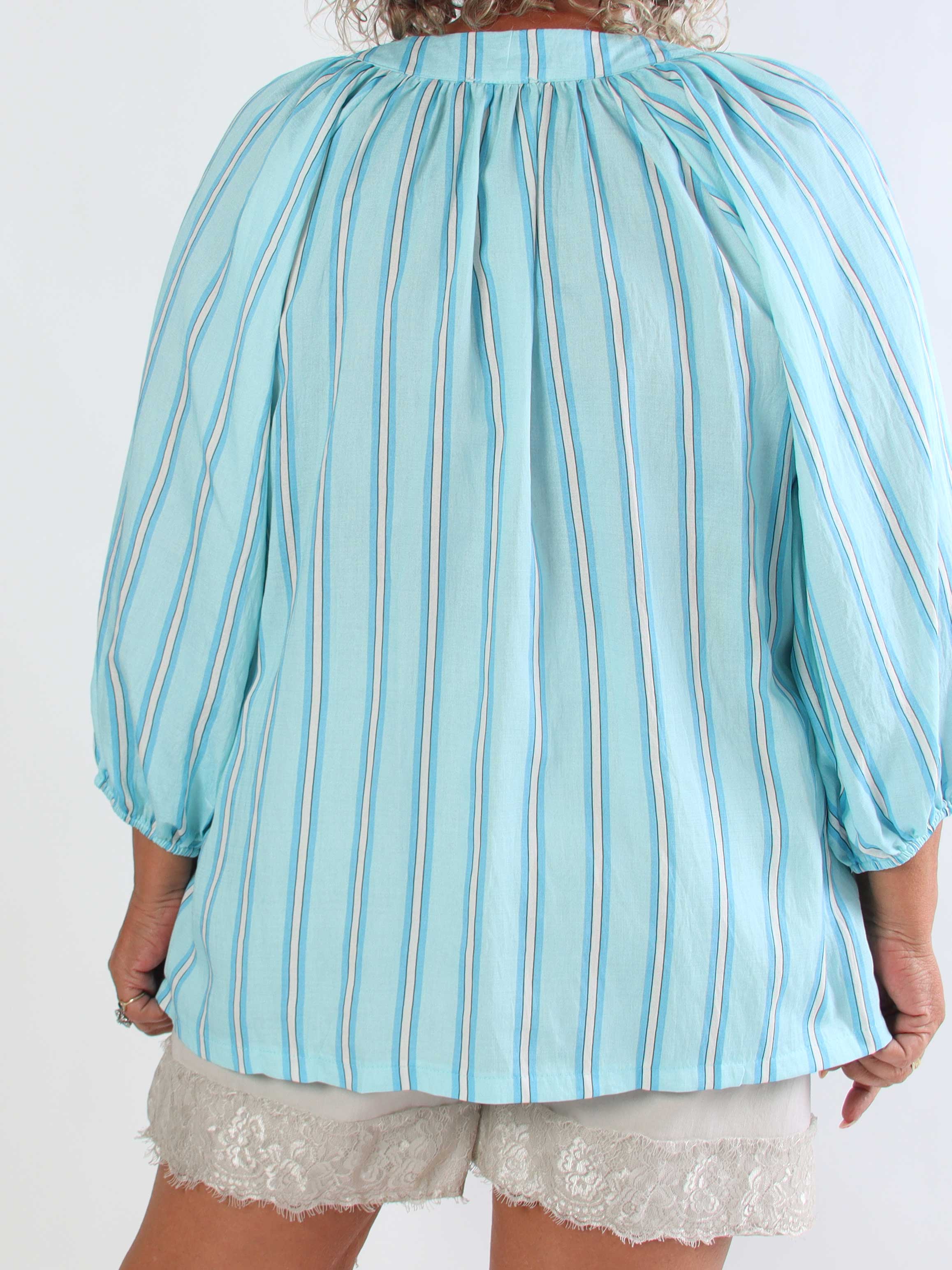 Amidala Shirt - Randig plus size tunika i en lätt viskosblandning med vackra ballongärmar