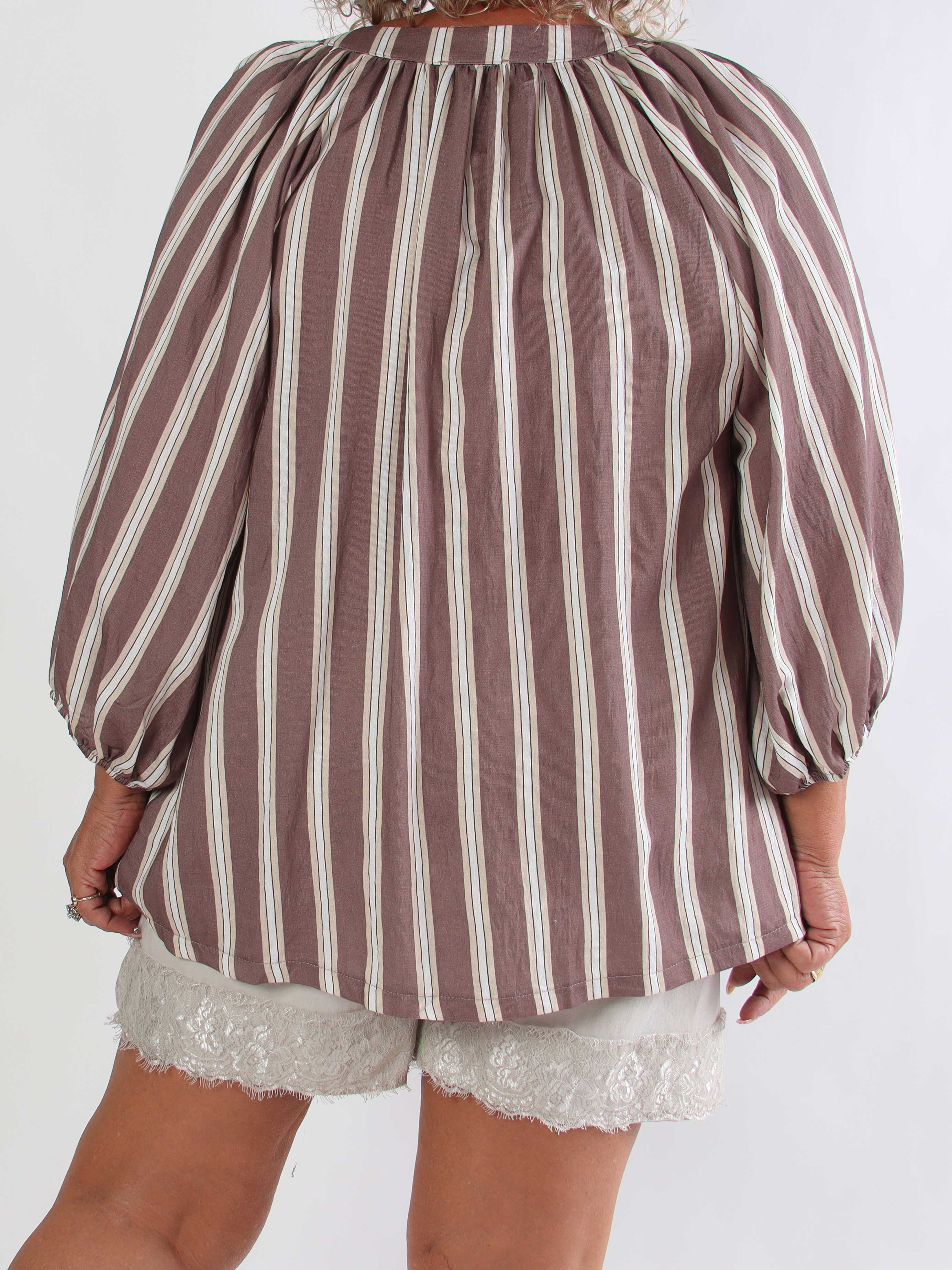 Amidala Shirt - Randig plus size tunika i en lätt viskosblandning med vackra ballongärmar