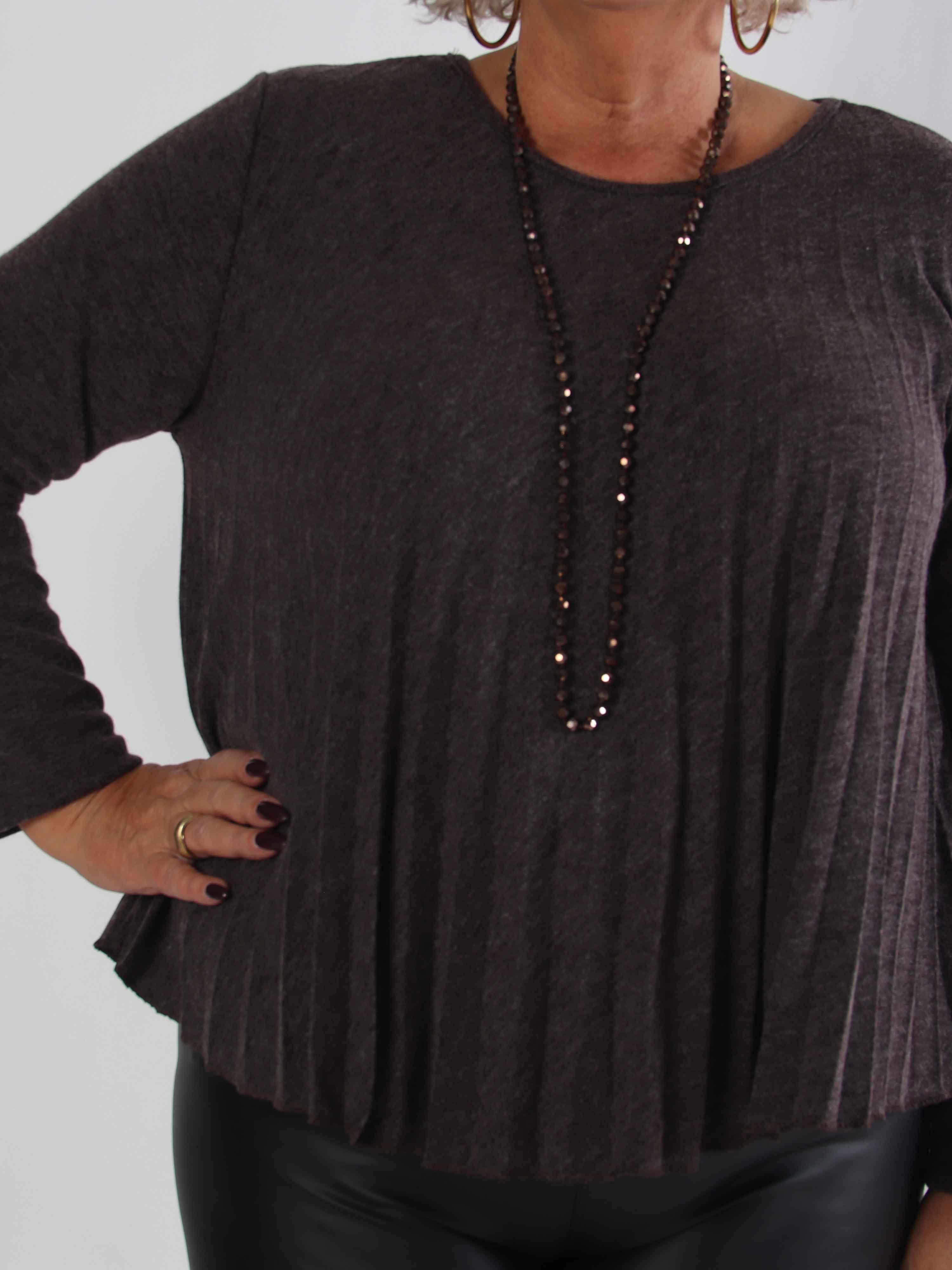Anita Shirt - Mjuk plisserad plus size tröja i viskos och ull