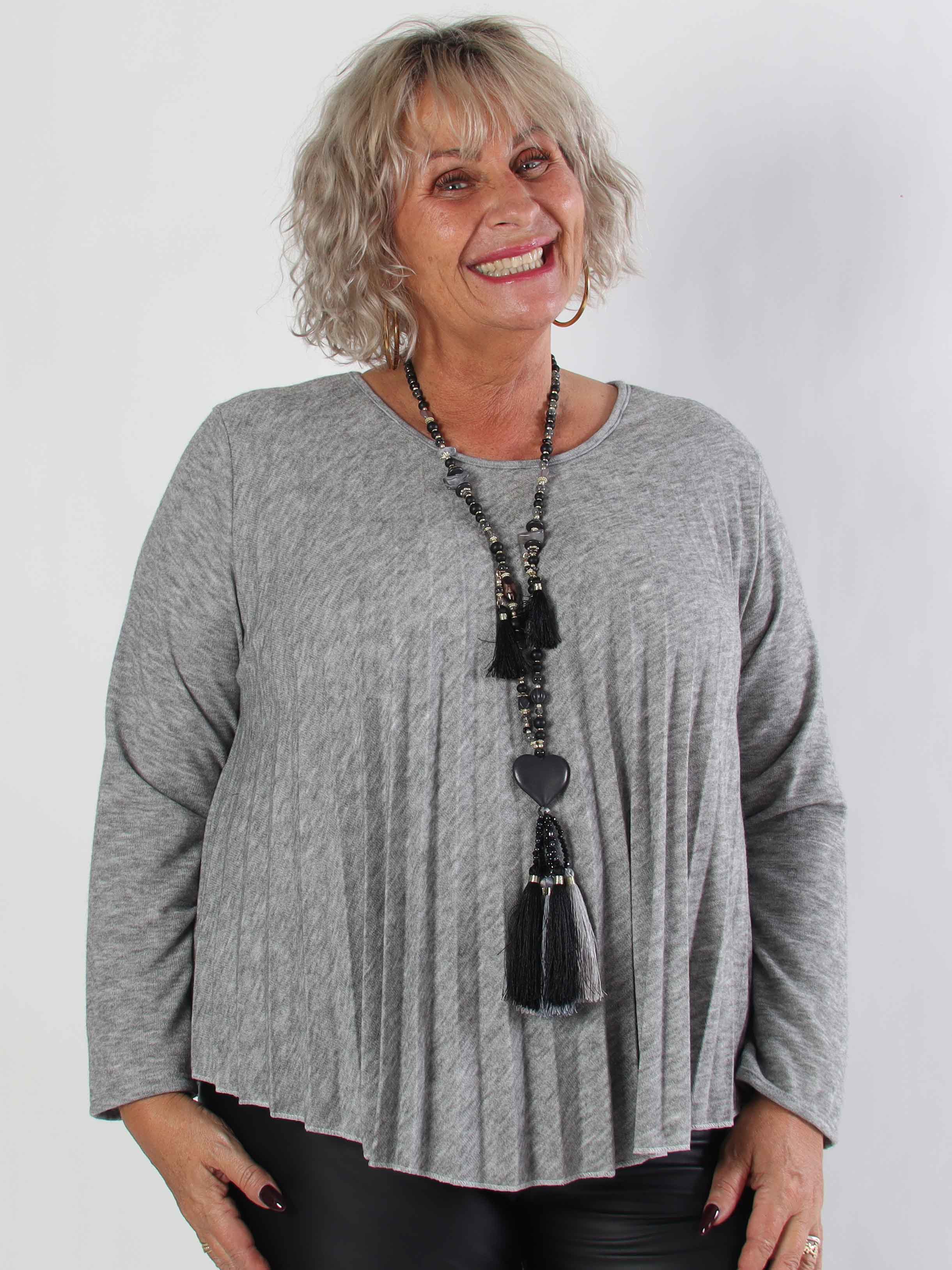 Anita Shirt - Mjuk plisserad plus size tröja i viskos och ull