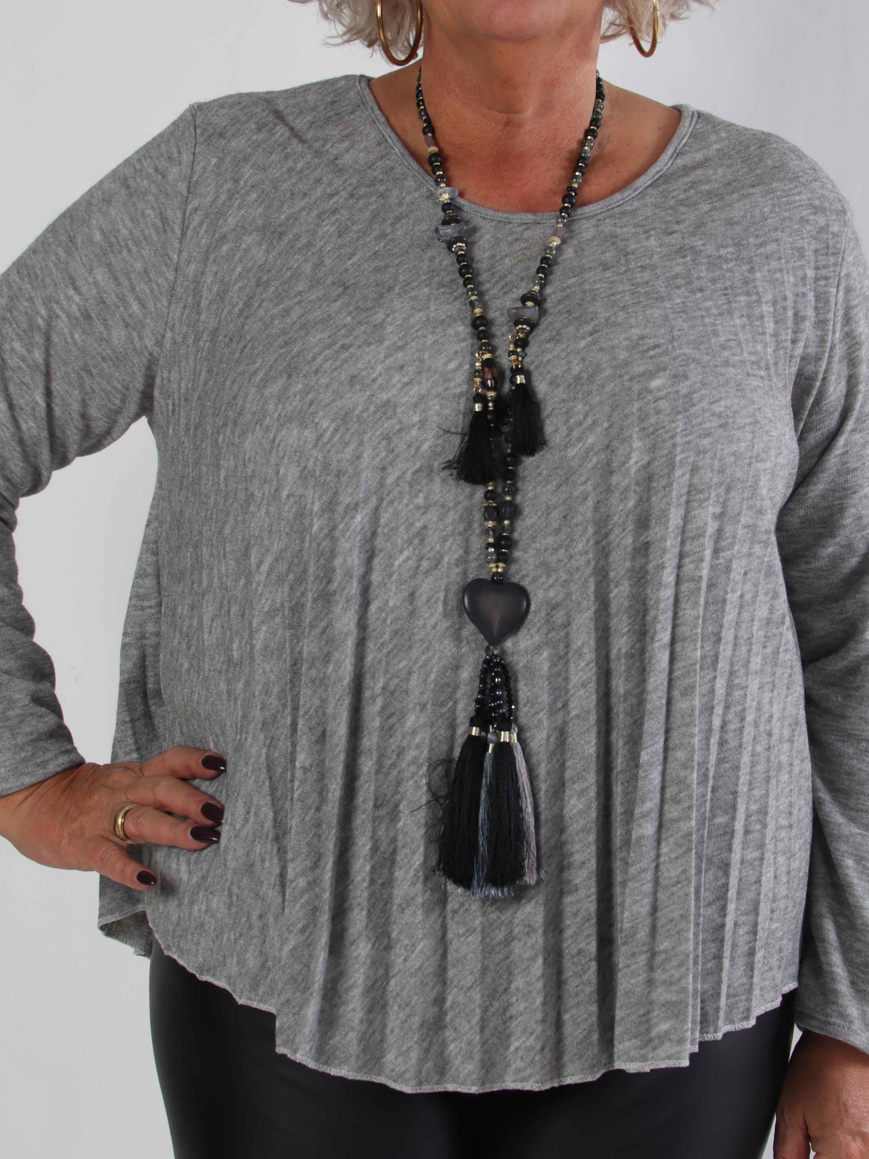 Anita Shirt - Mjuk plisserad plus size tröja i viskos och ull