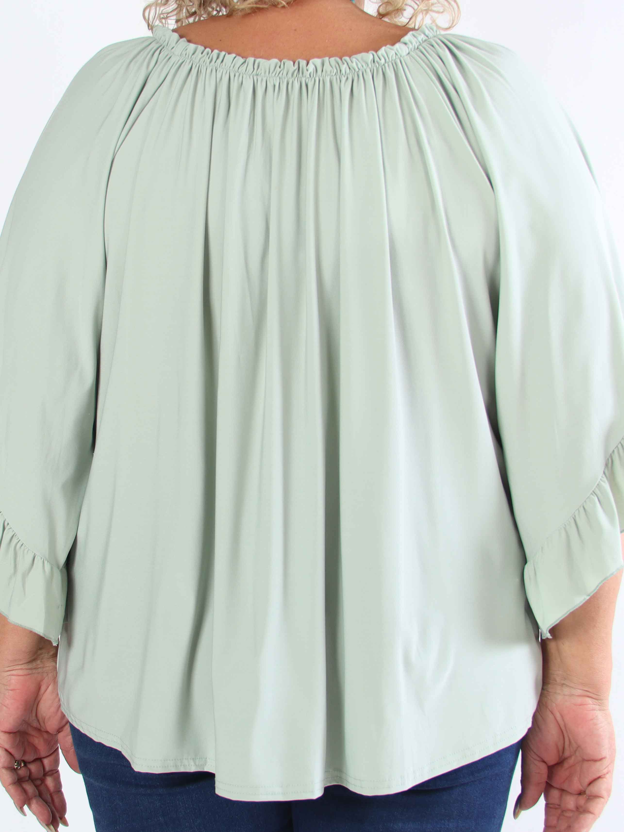 Anneli - Söt elastisk plus size tunika med volangärmar