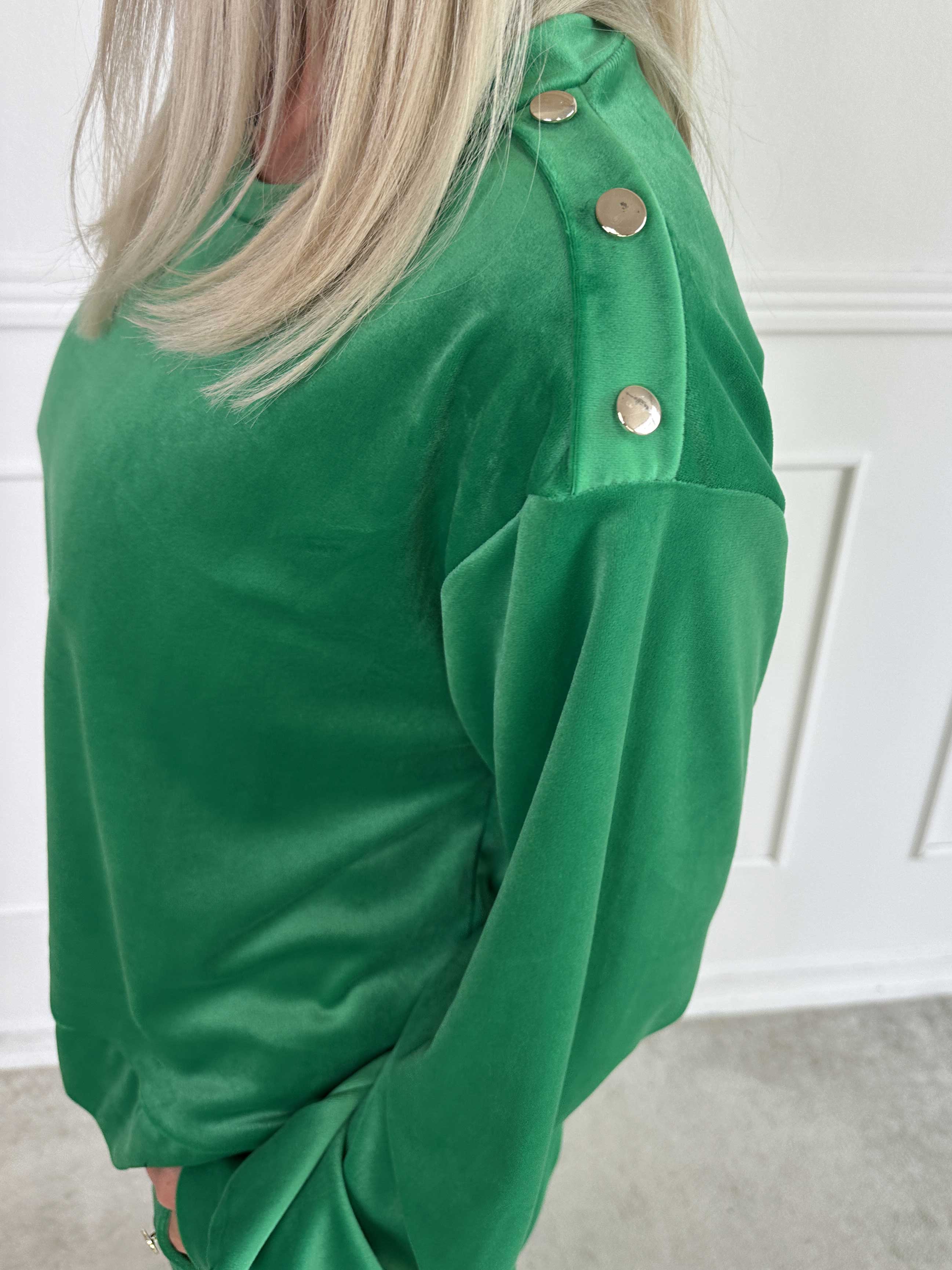 Arina - Mjukisset i velour med guldknappar