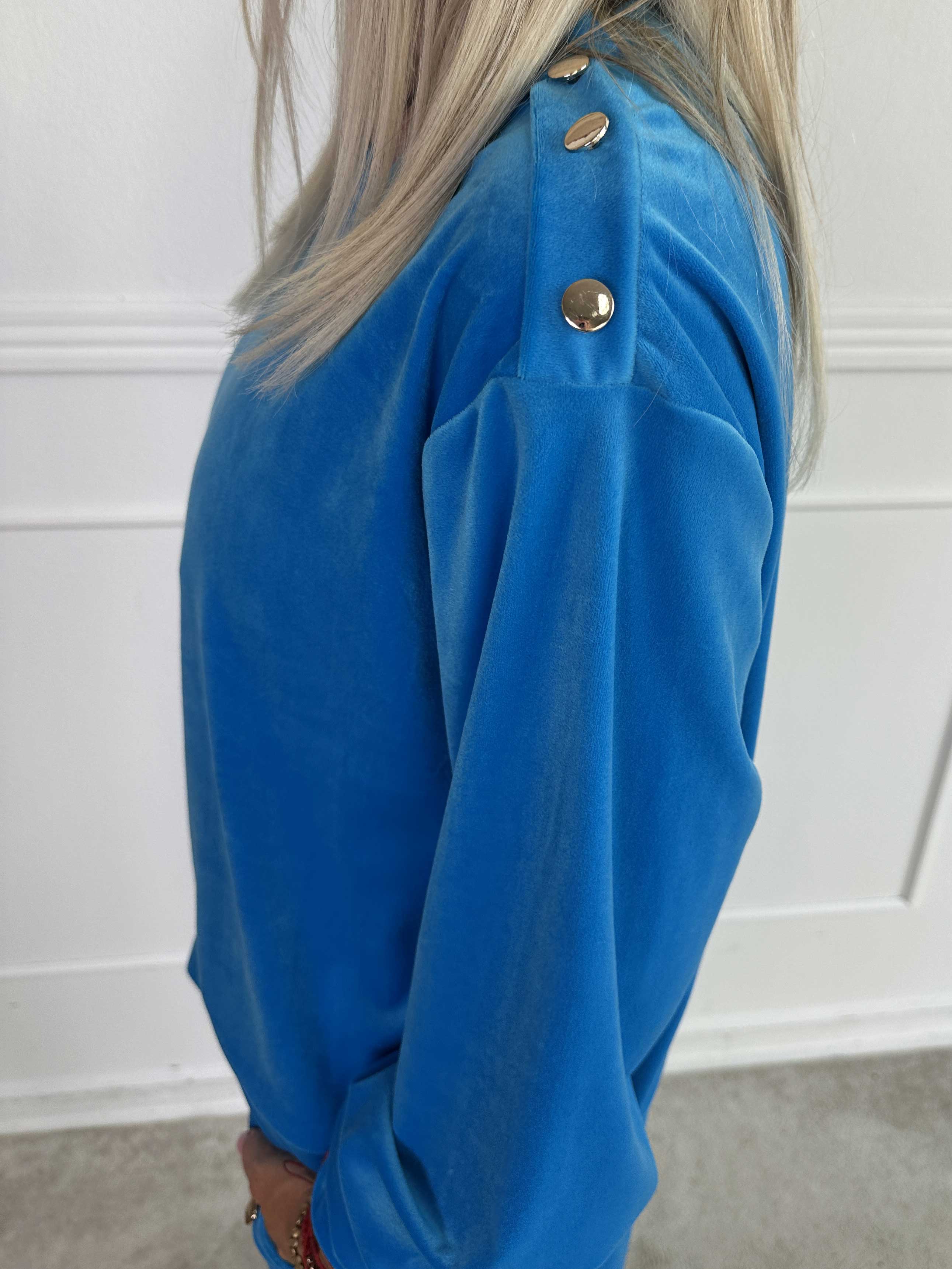 Arina - Mjukisset i velour med guldknappar