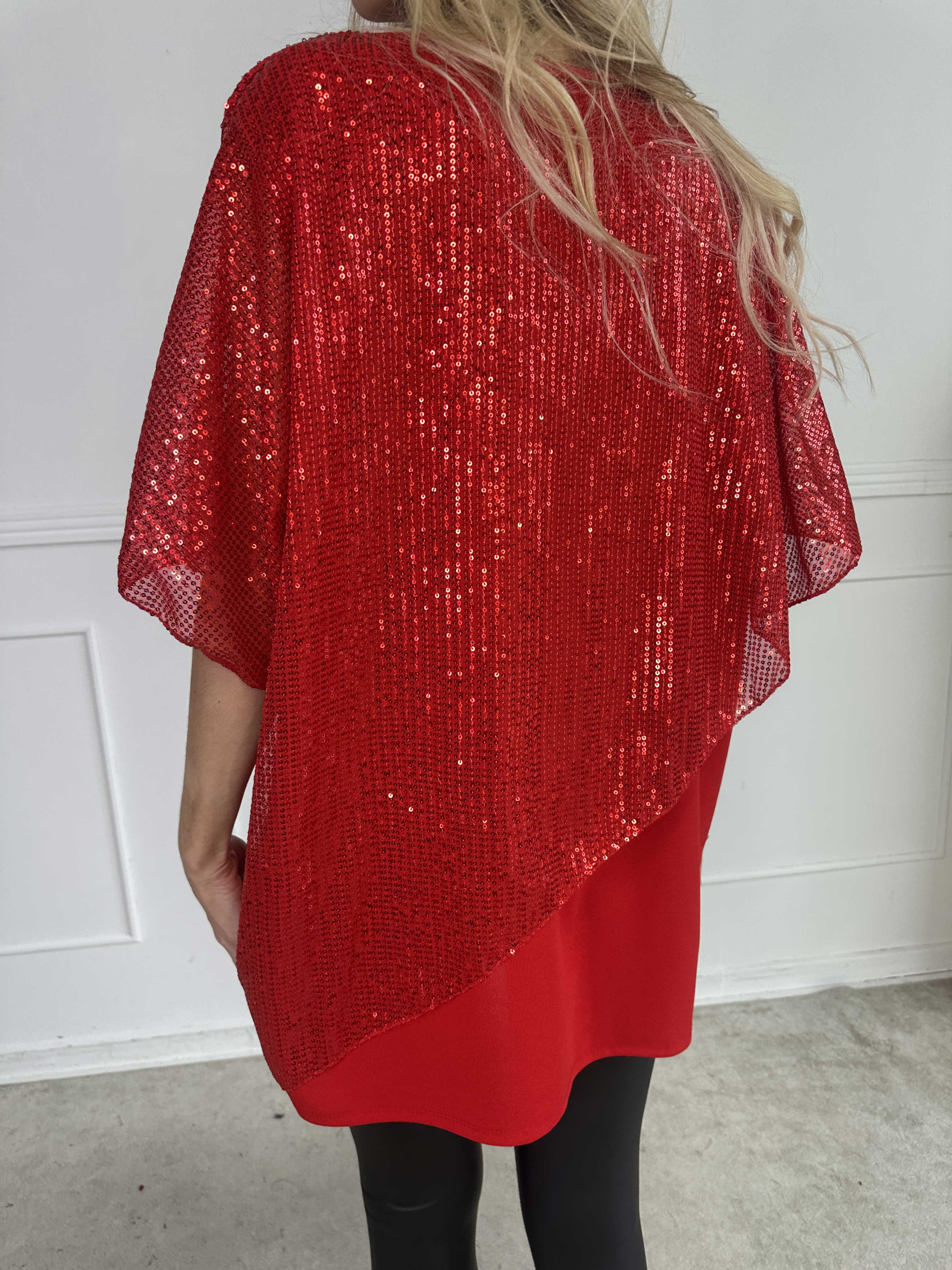 Aude - Oversized tunika med asymmetriskt paljettlager