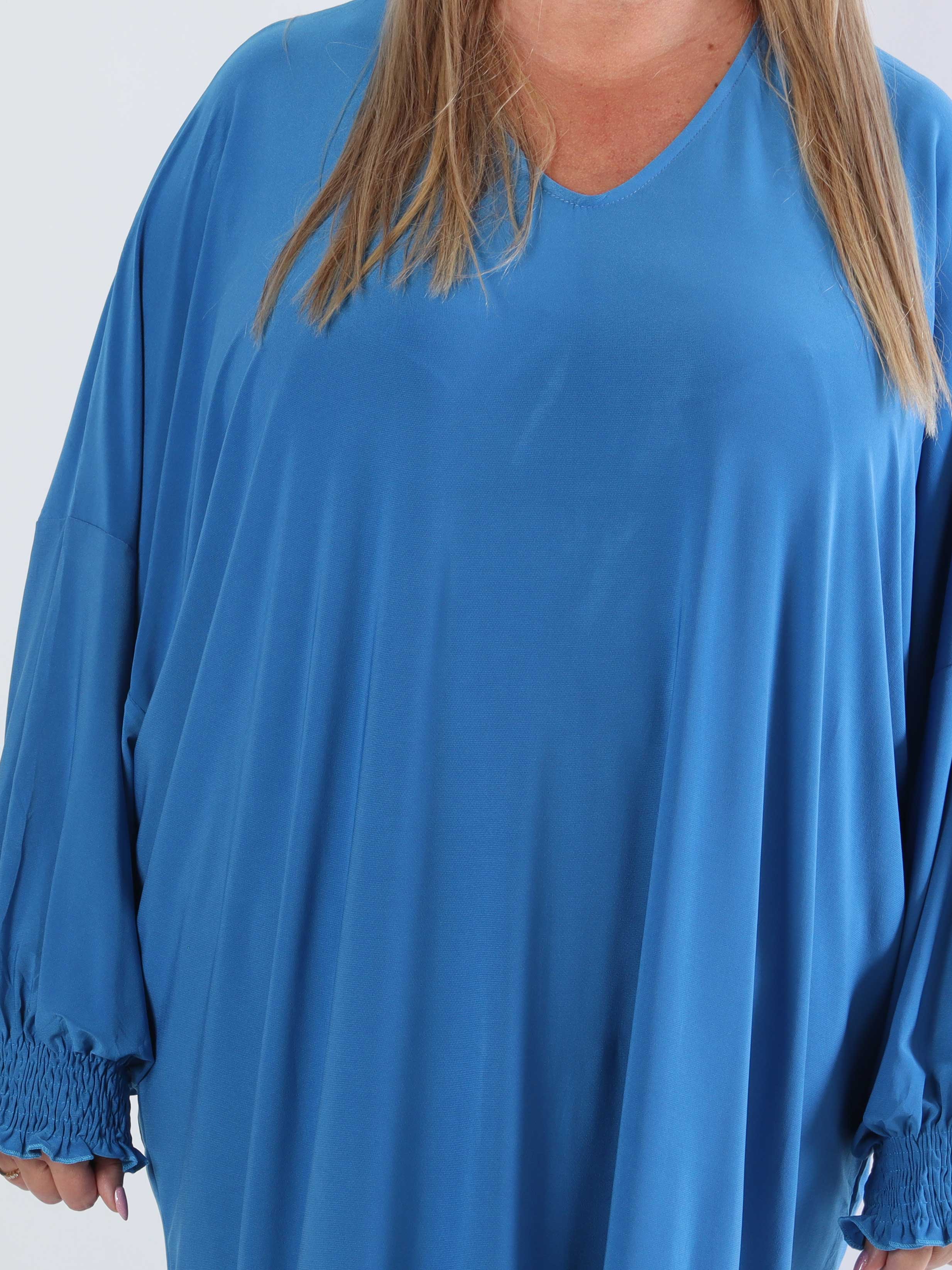 Azmina Plain L/S - Tunikaklänning i plus size med resår och lös passform