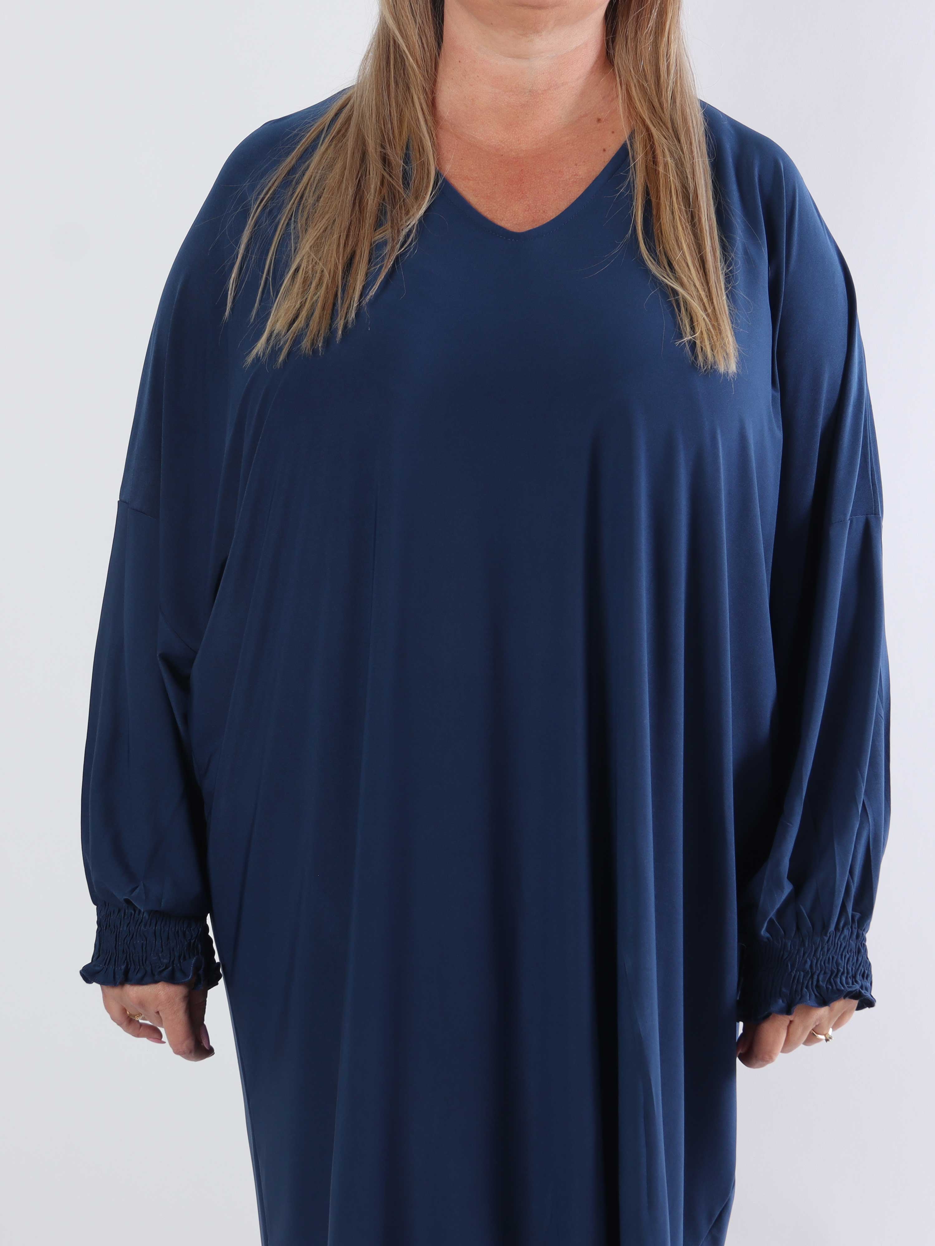 Azmina Plain L/S - Tunikaklänning i plus size med resår och lös passform