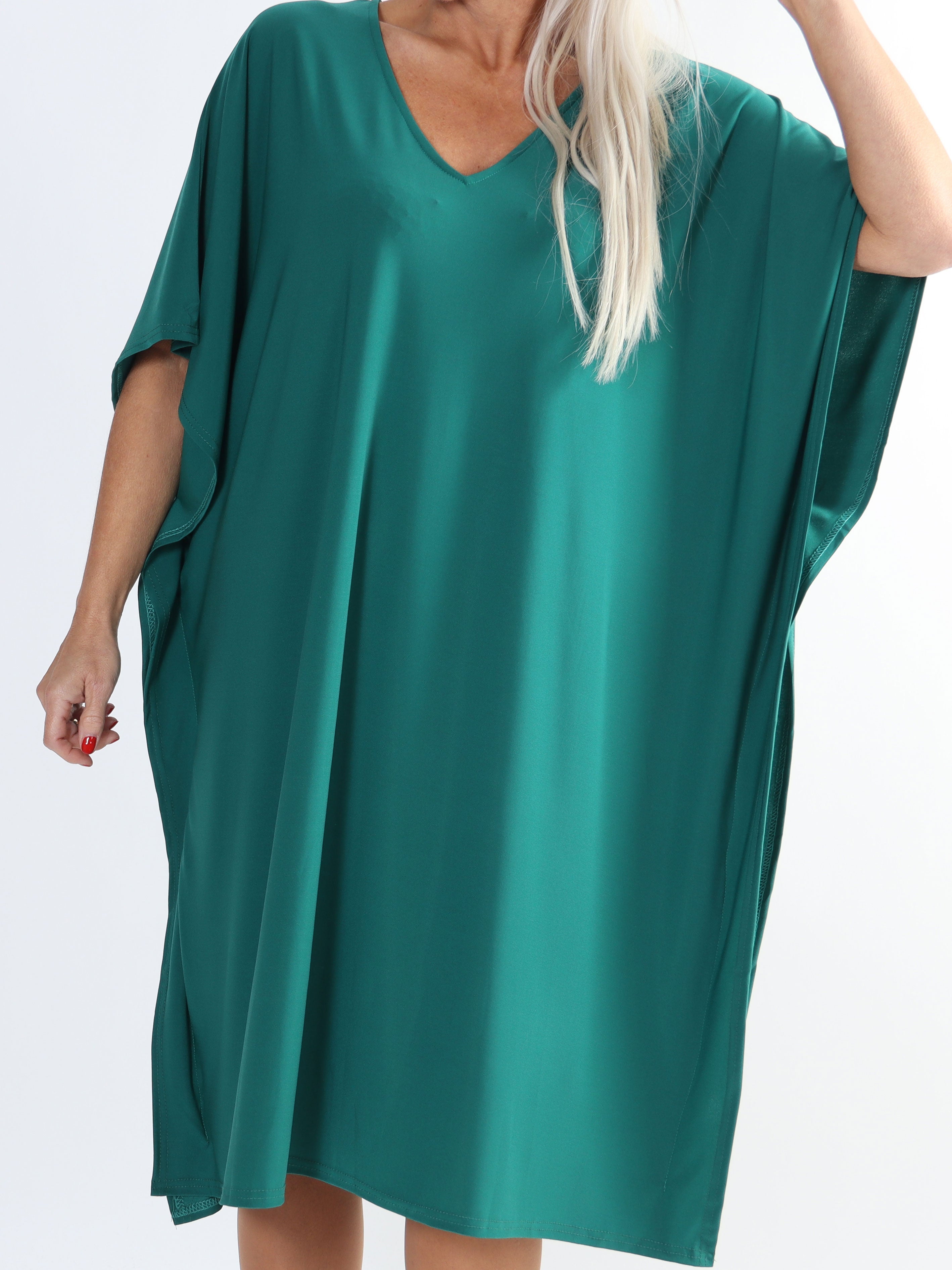 Azmina Plain - Slät elastisk tunikaklänning i plus size med lös passform
