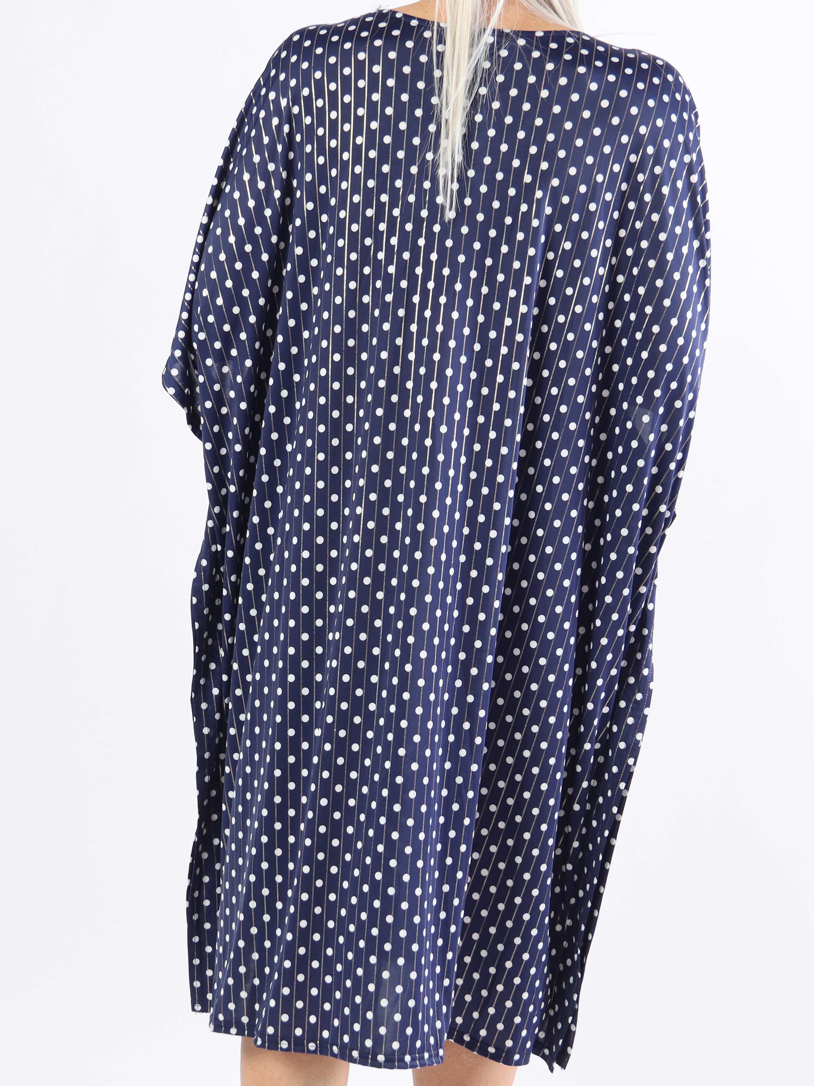 Azmina Dot - Elastisk plus size tunikaklänning i lös passform