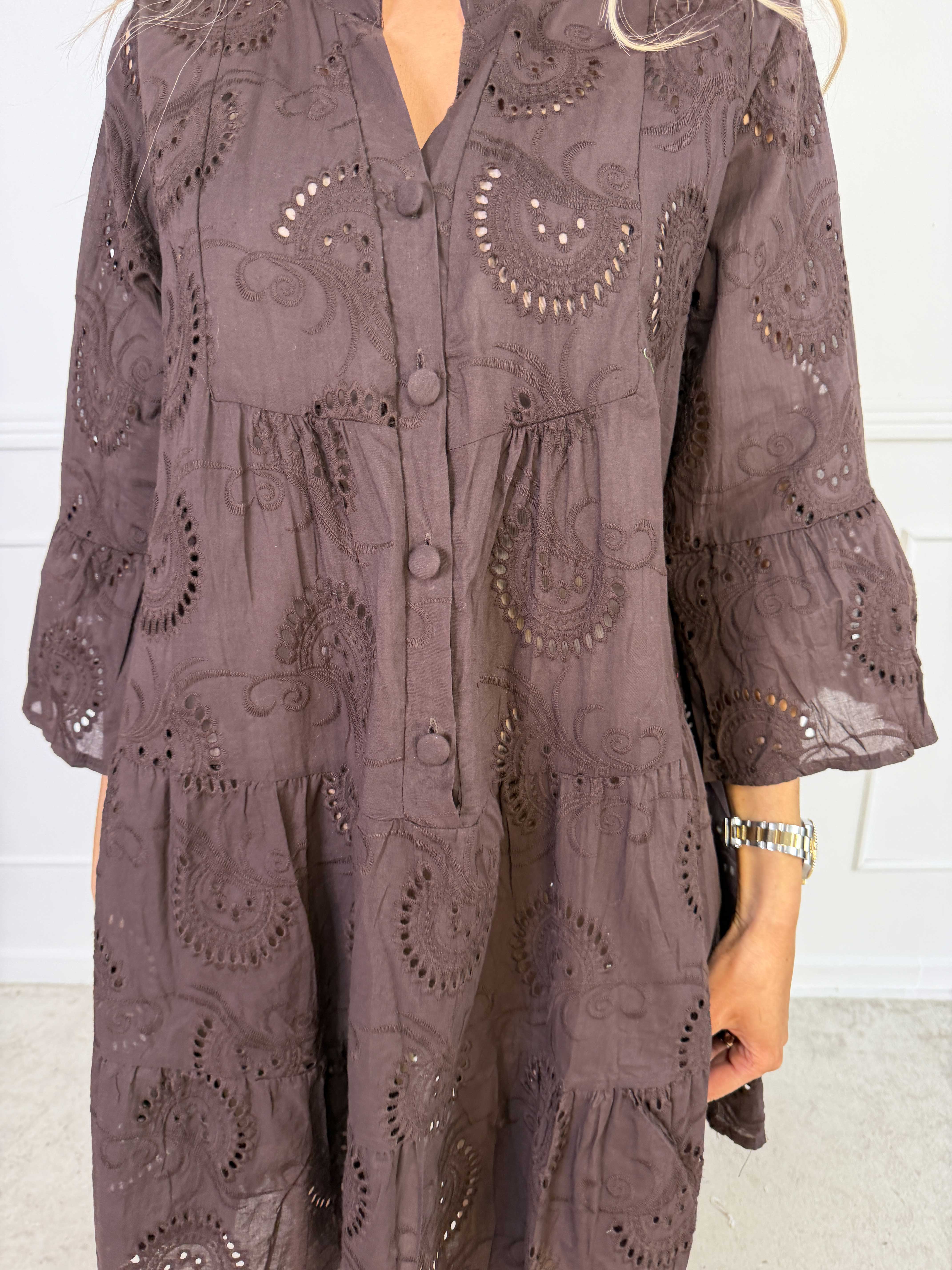 Benti - Tunikakjole i viskose med broderie anglaise