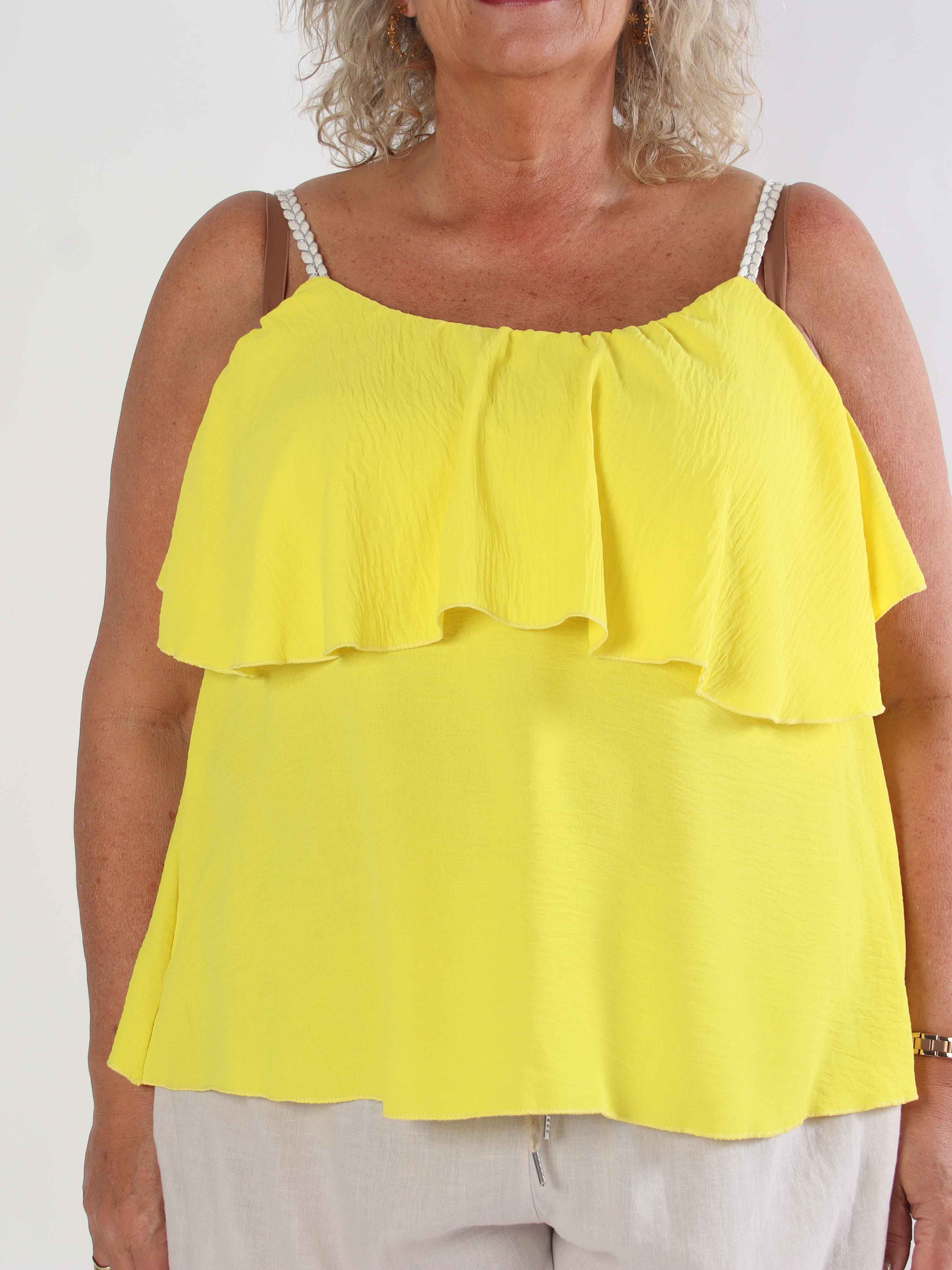 Blanca Top - Plus size topp med volanger och flätade band
