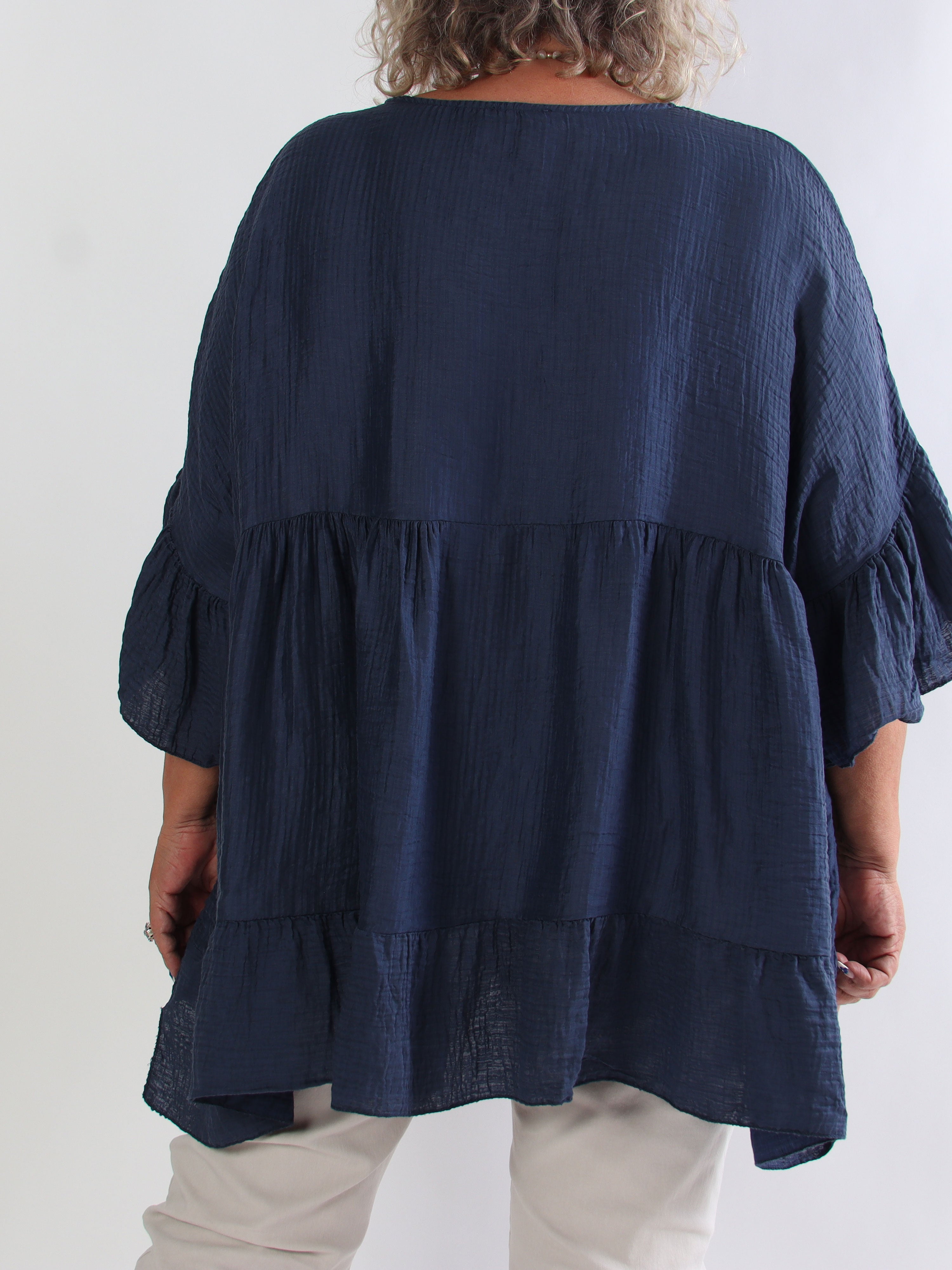 Boni - Lätt och luftig plus size tunika i andningsbart lyocellmuslintyg
