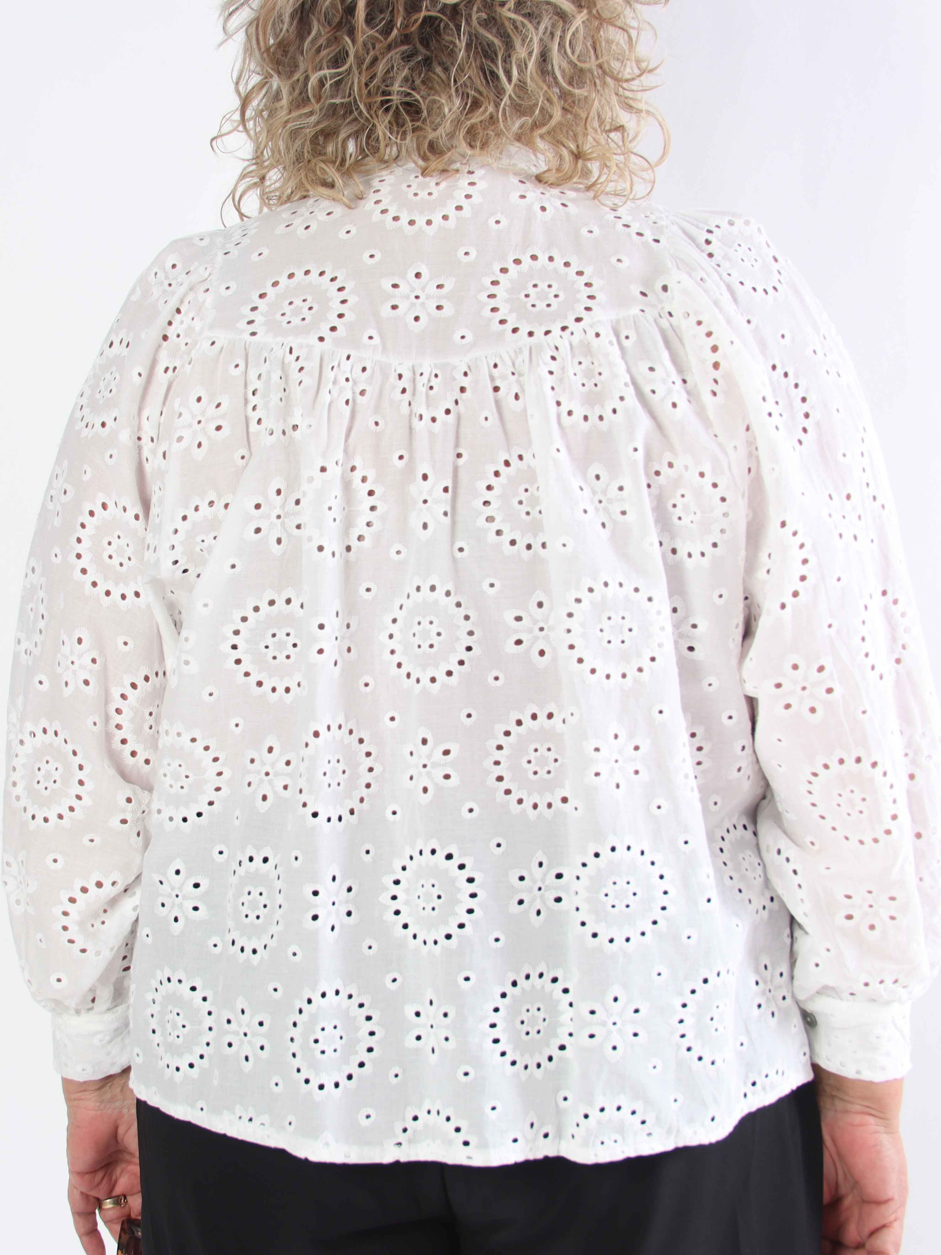 Bree - broderie anglaise bomullstunika i stor storlek